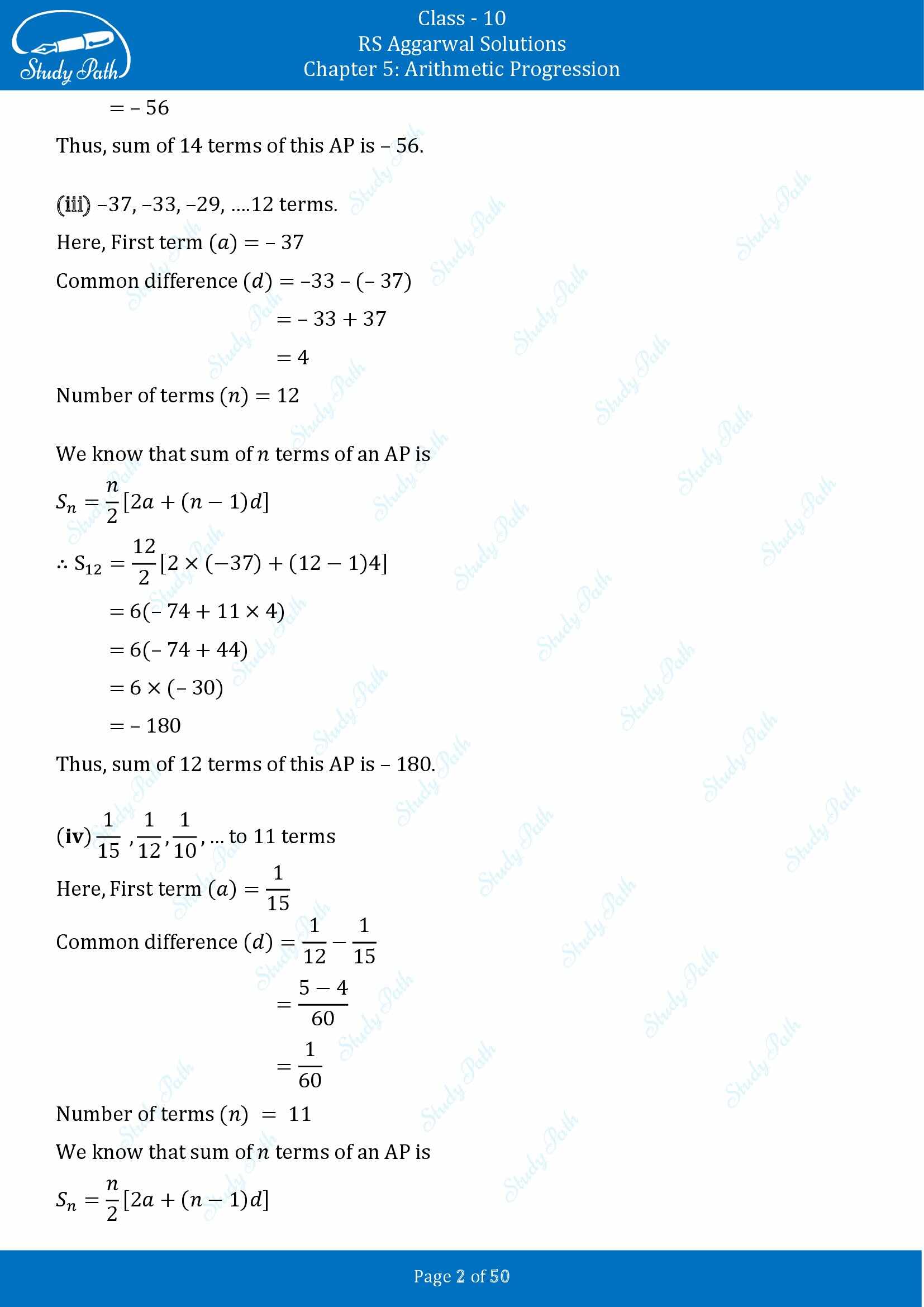 RS Aggarwal Solutions for Class 10 Chapter 5 Arithmetic Progression Exercise 5C 00002
