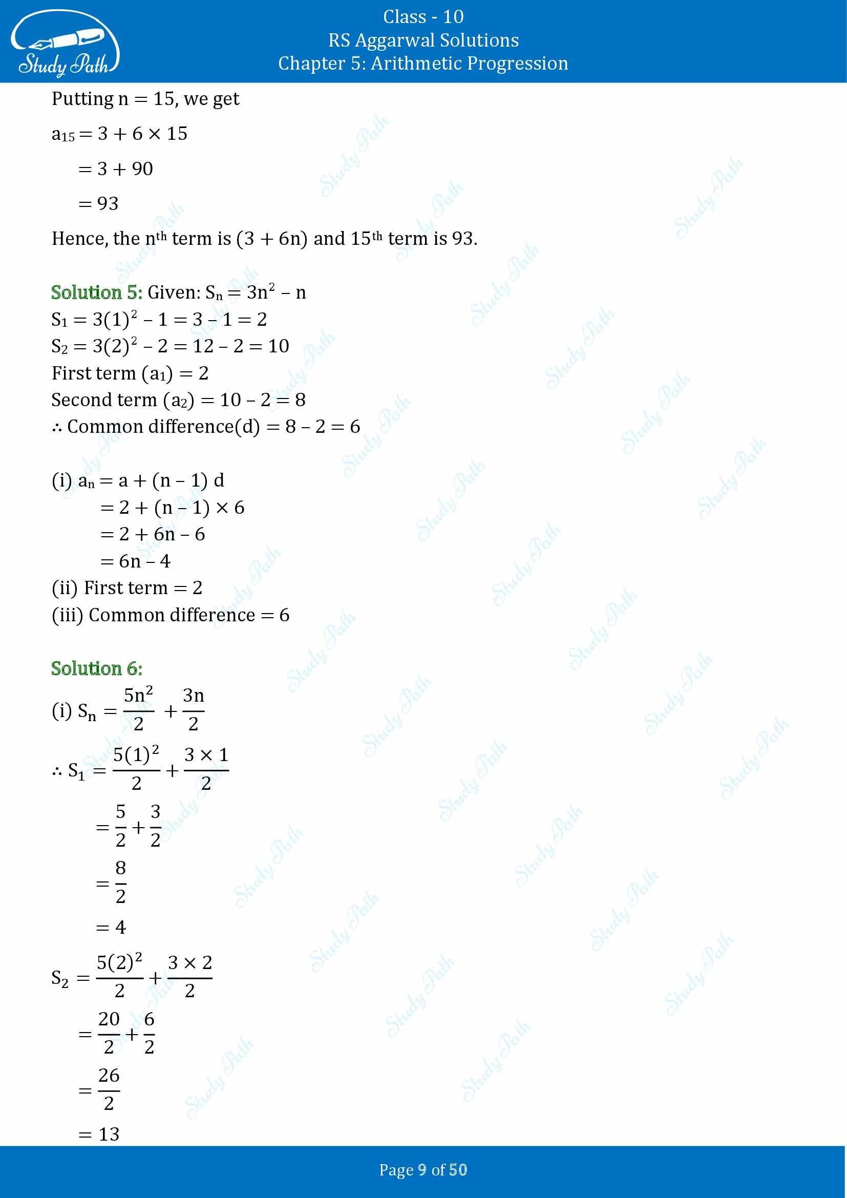 RS Aggarwal Solutions for Class 10 Chapter 5 Arithmetic Progression Exercise 5C 00009