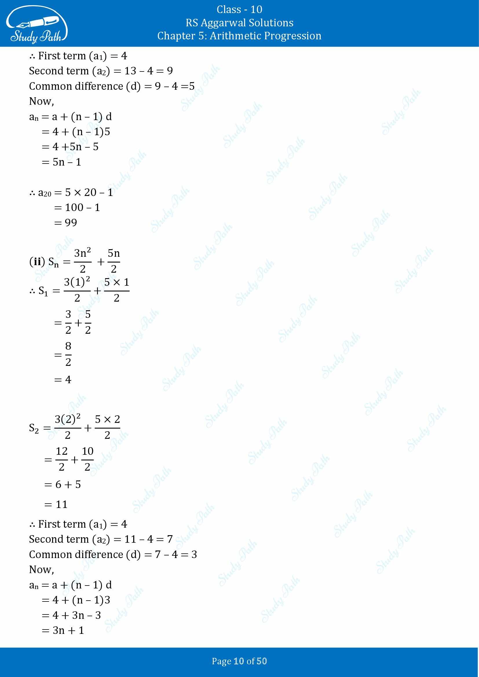 RS Aggarwal Solutions for Class 10 Chapter 5 Arithmetic Progression Exercise 5C 00010