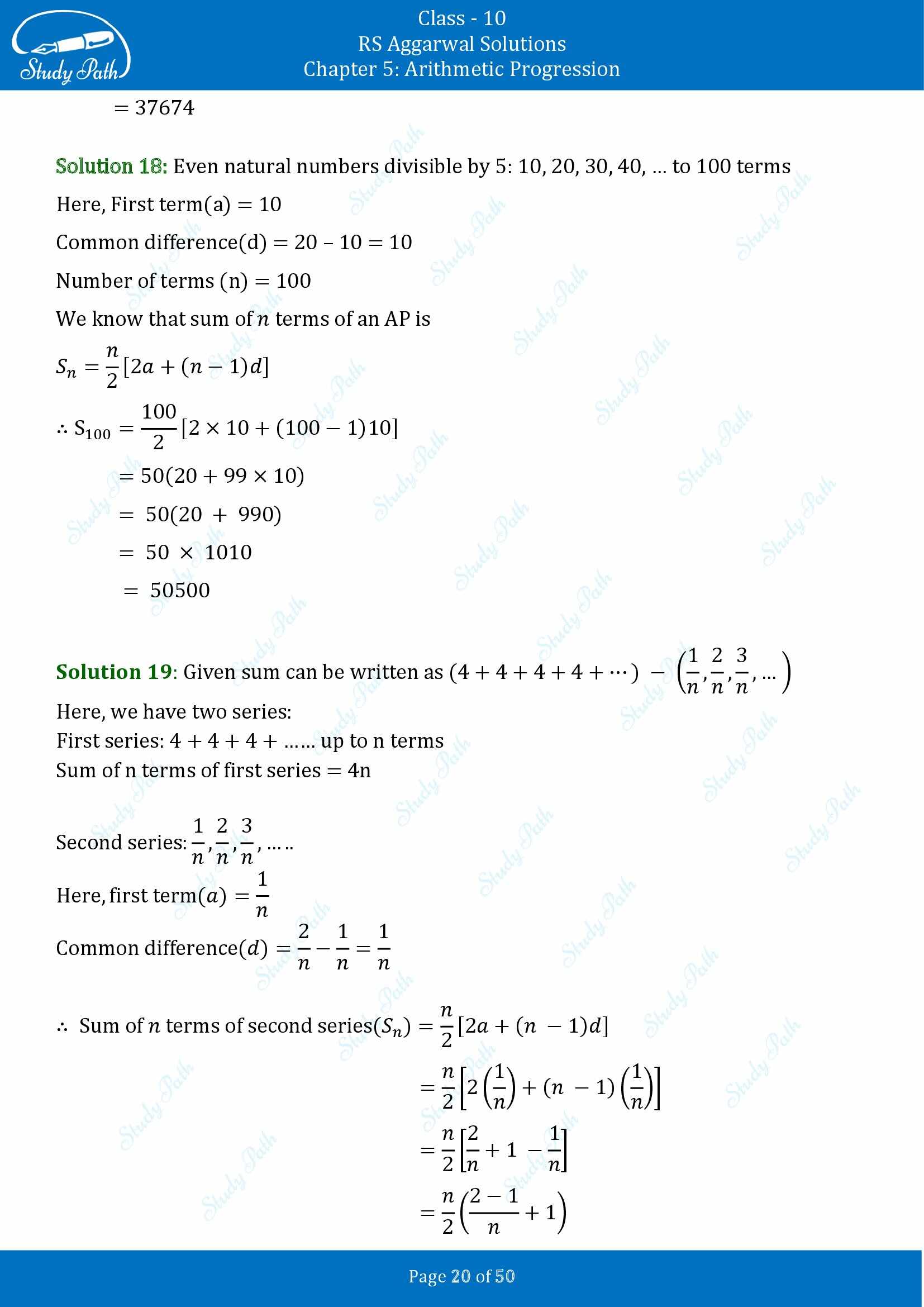 RS Aggarwal Solutions for Class 10 Chapter 5 Arithmetic Progression Exercise 5C 00020