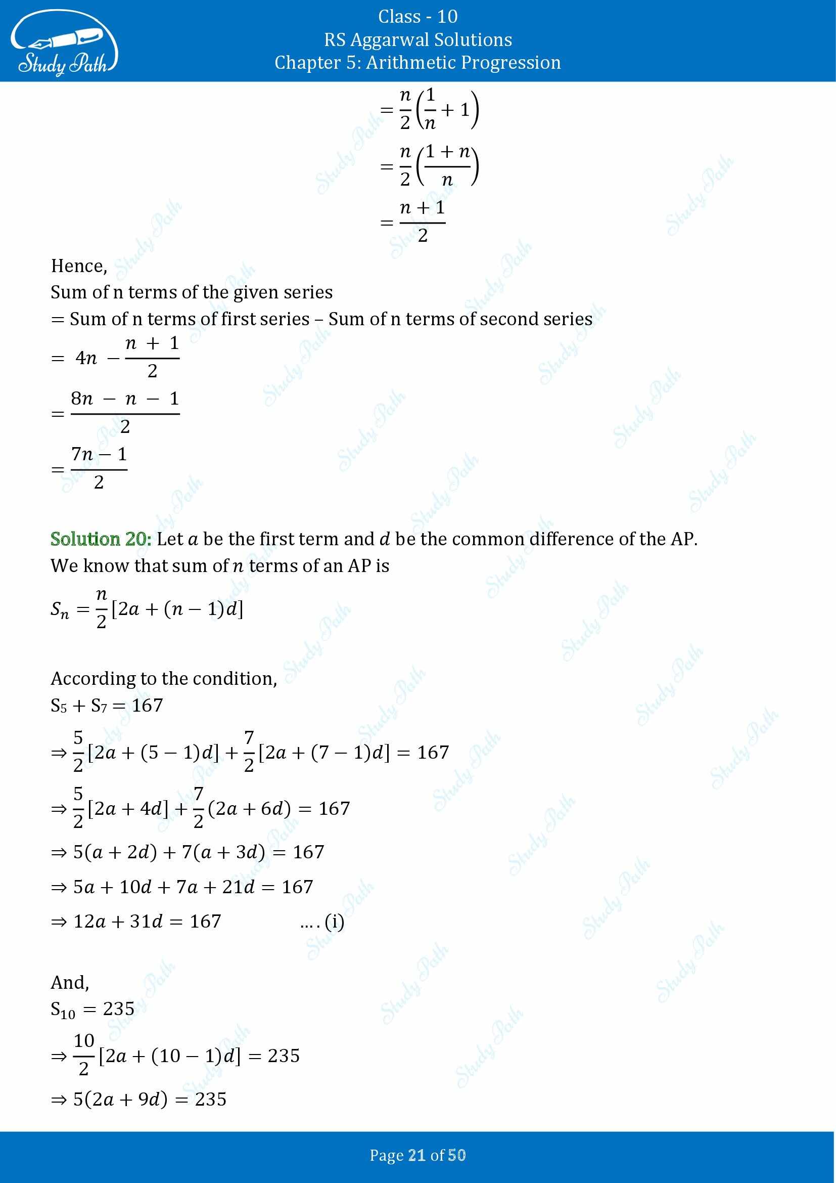 RS Aggarwal Solutions for Class 10 Chapter 5 Arithmetic Progression Exercise 5C 00021