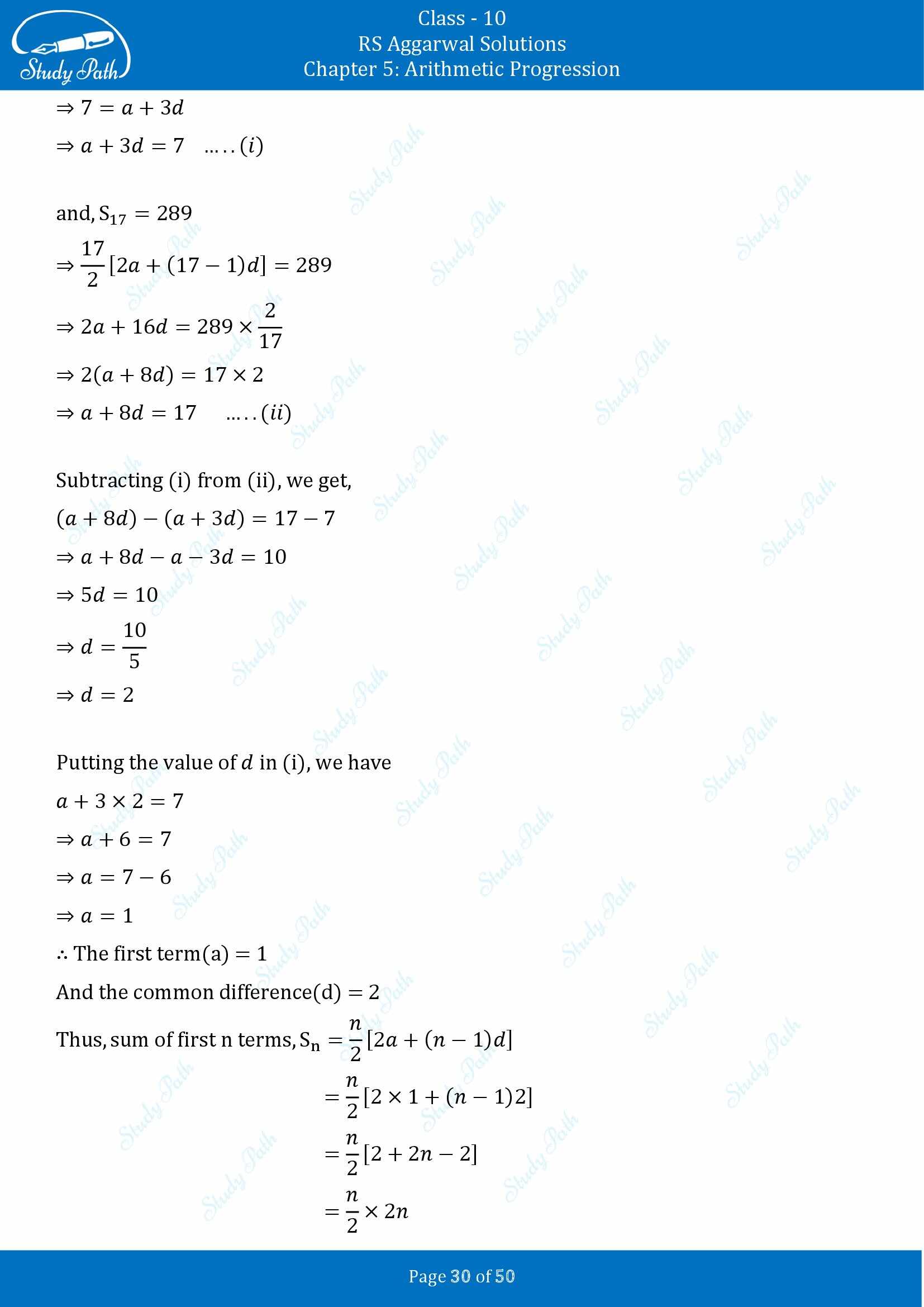 RS Aggarwal Solutions for Class 10 Chapter 5 Arithmetic Progression Exercise 5C 00030