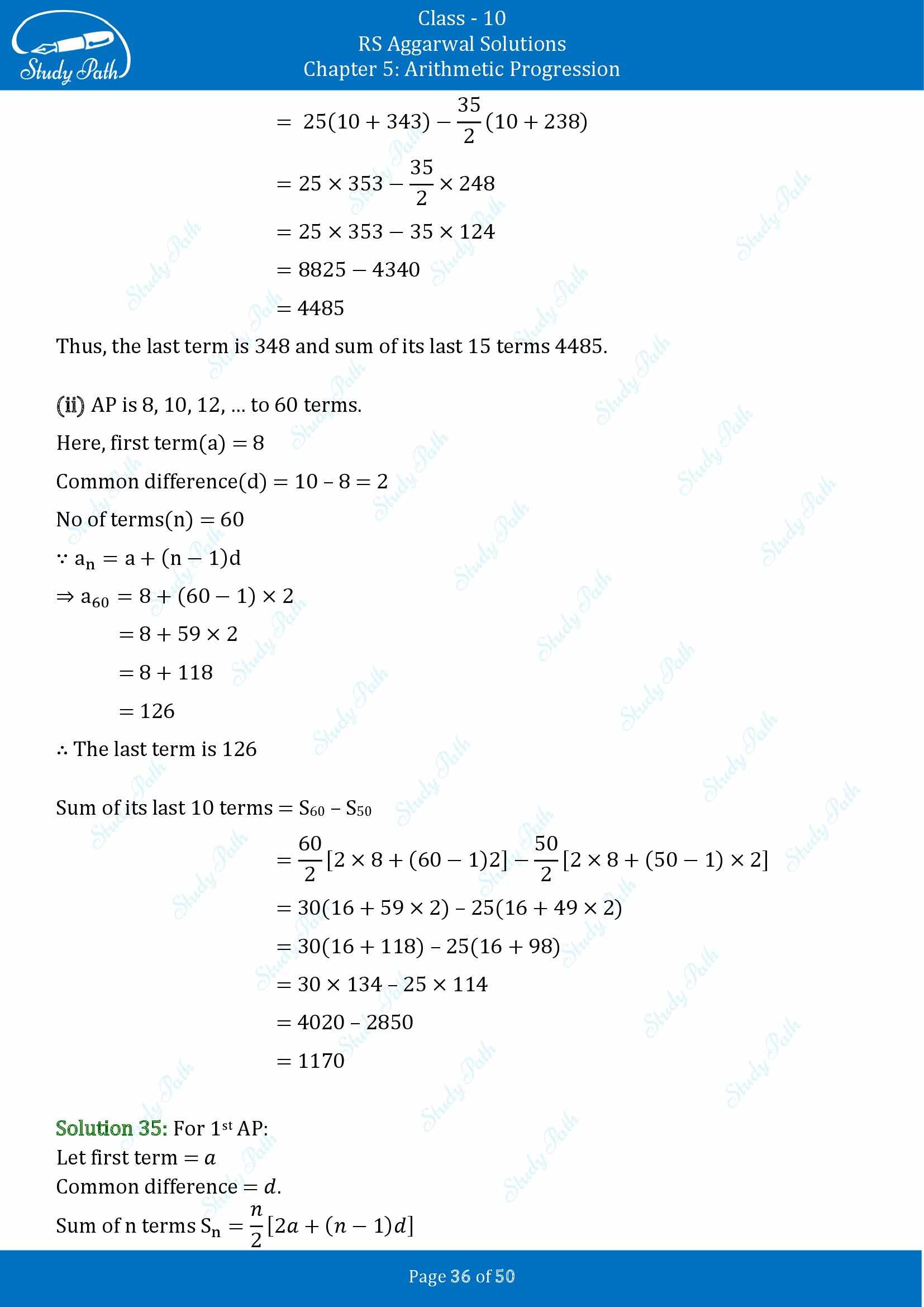 RS Aggarwal Solutions for Class 10 Chapter 5 Arithmetic Progression Exercise 5C 00036