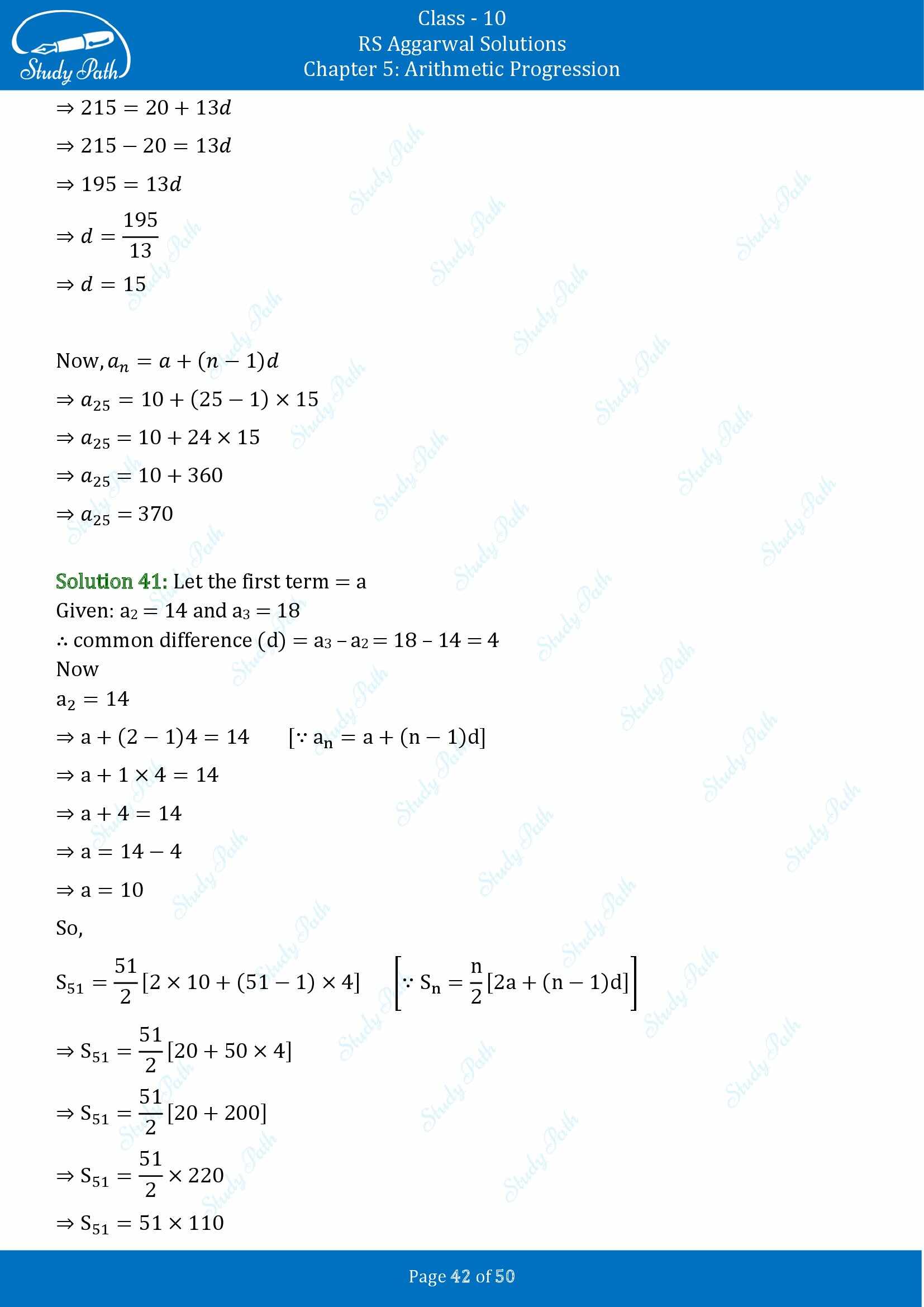 RS Aggarwal Solutions for Class 10 Chapter 5 Arithmetic Progression Exercise 5C 00042