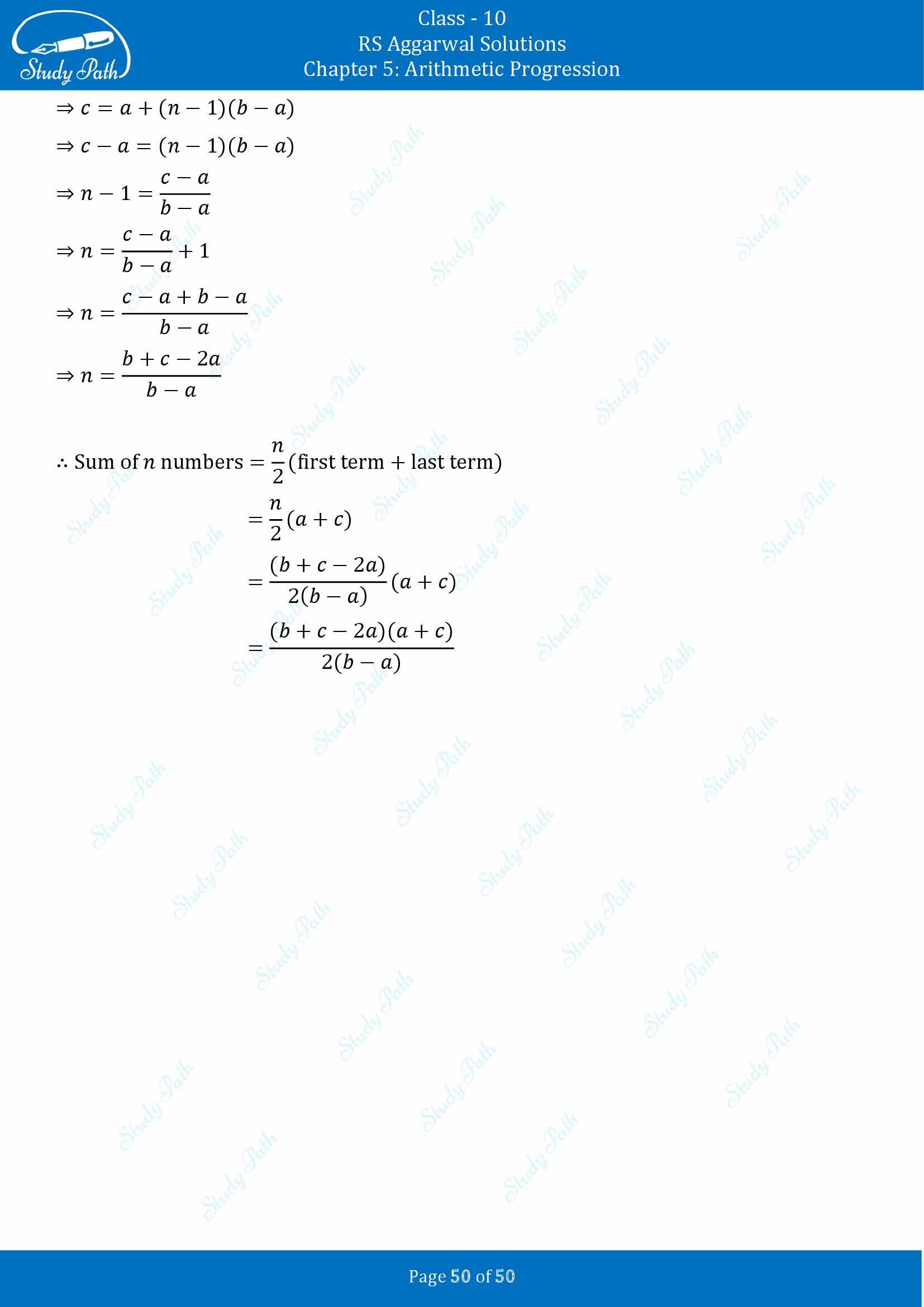 RS Aggarwal Solutions for Class 10 Chapter 5 Arithmetic Progression Exercise 5C 00050