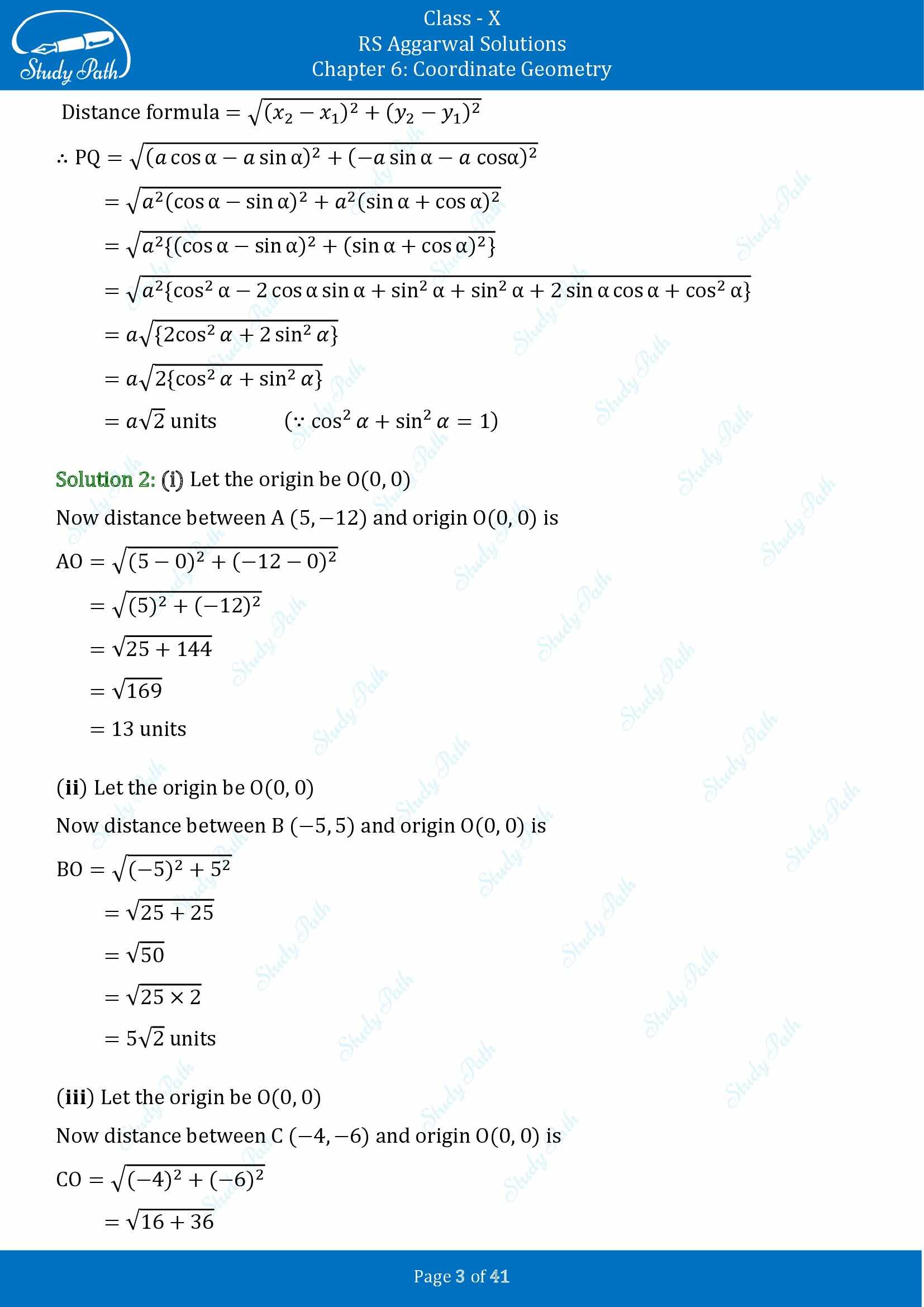 RS Aggarwal Solutions for Class 10 Chapter 6 Coordinate Geometry Exercise 6A 00003
