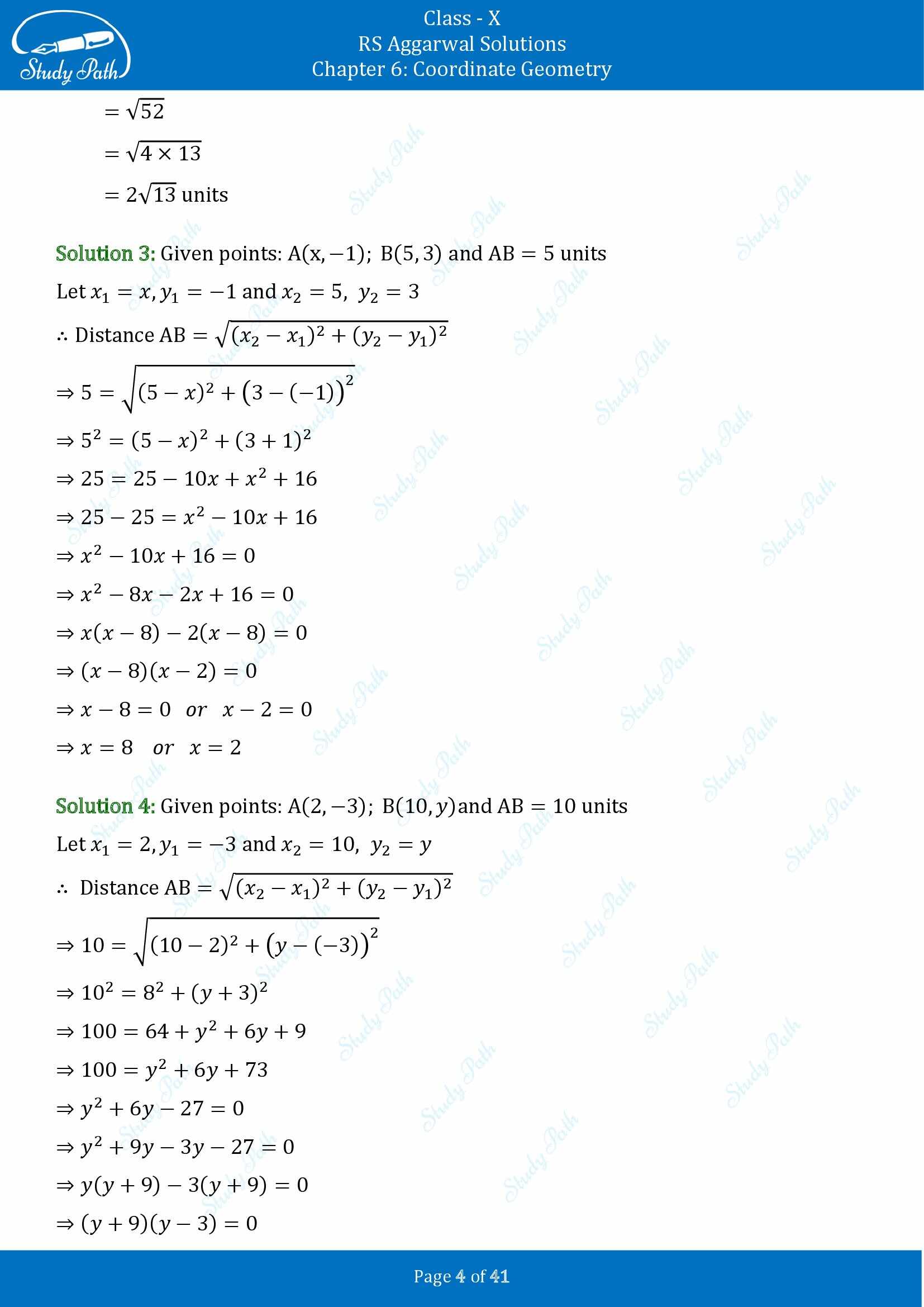 RS Aggarwal Solutions for Class 10 Chapter 6 Coordinate Geometry Exercise 6A 00004