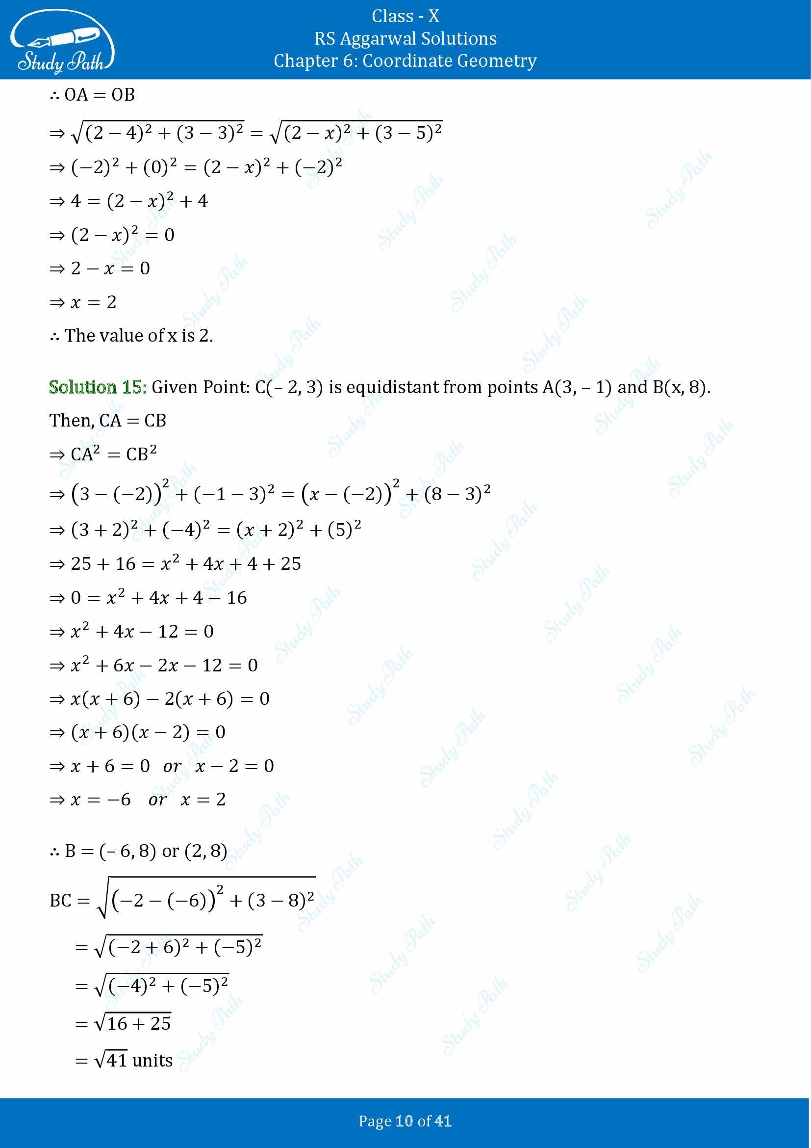 RS Aggarwal Solutions for Class 10 Chapter 6 Coordinate Geometry Exercise 6A 00010