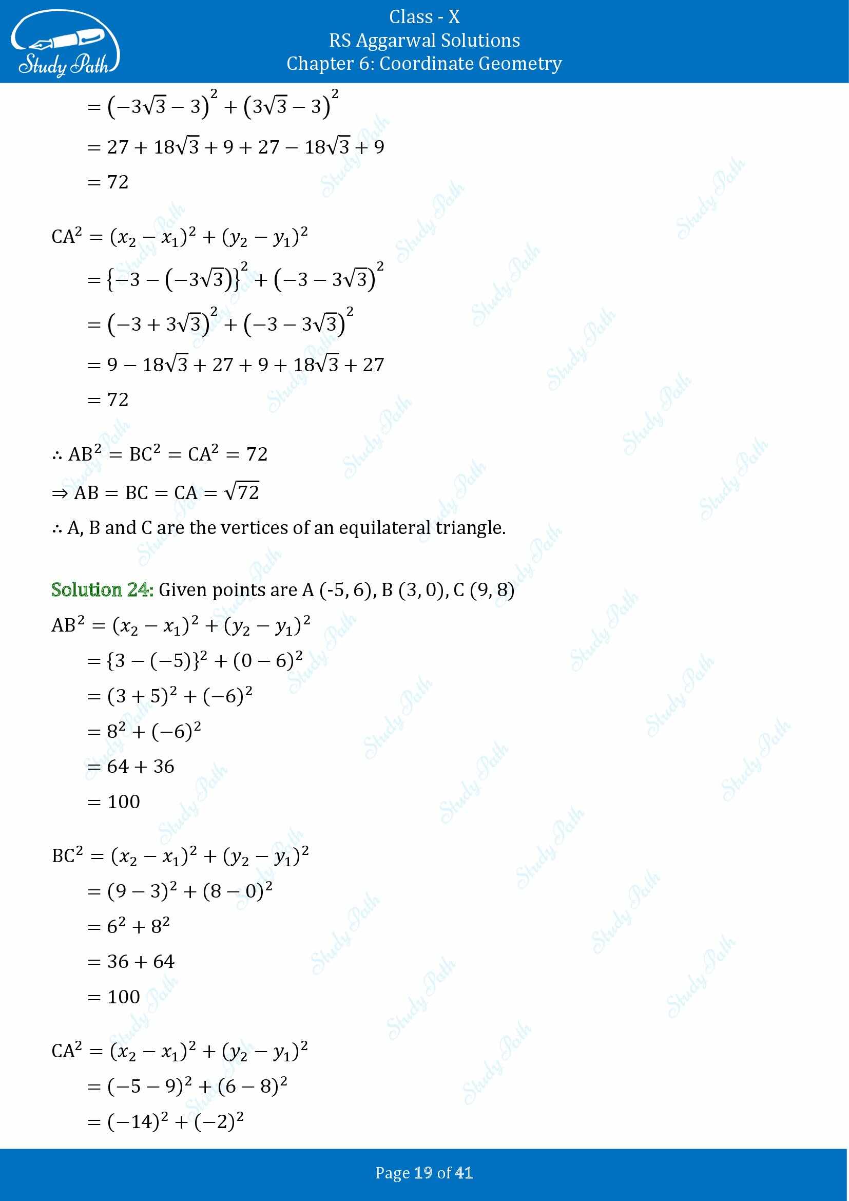 RS Aggarwal Solutions for Class 10 Chapter 6 Coordinate Geometry Exercise 6A 00019