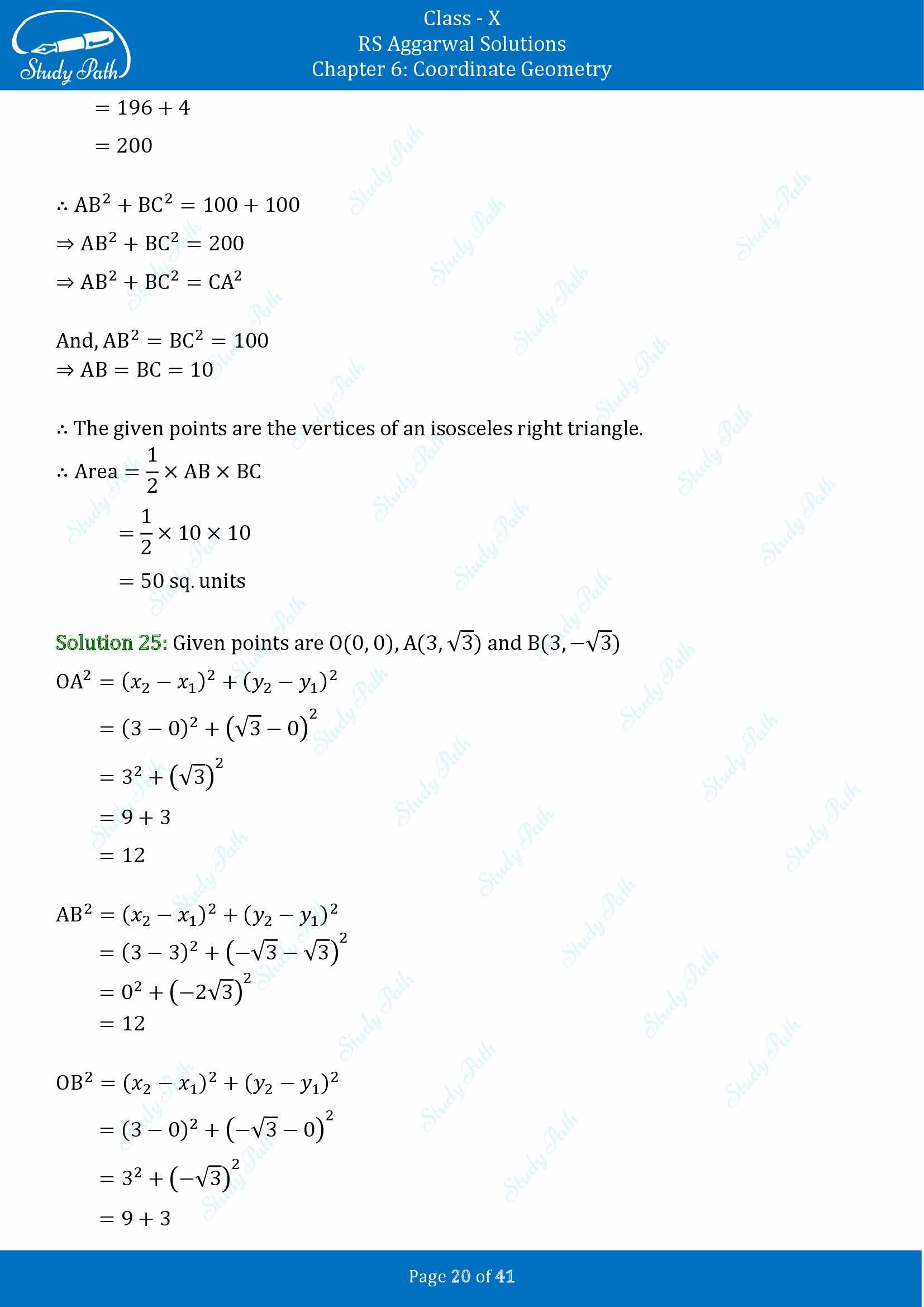 RS Aggarwal Solutions for Class 10 Chapter 6 Coordinate Geometry Exercise 6A 00020