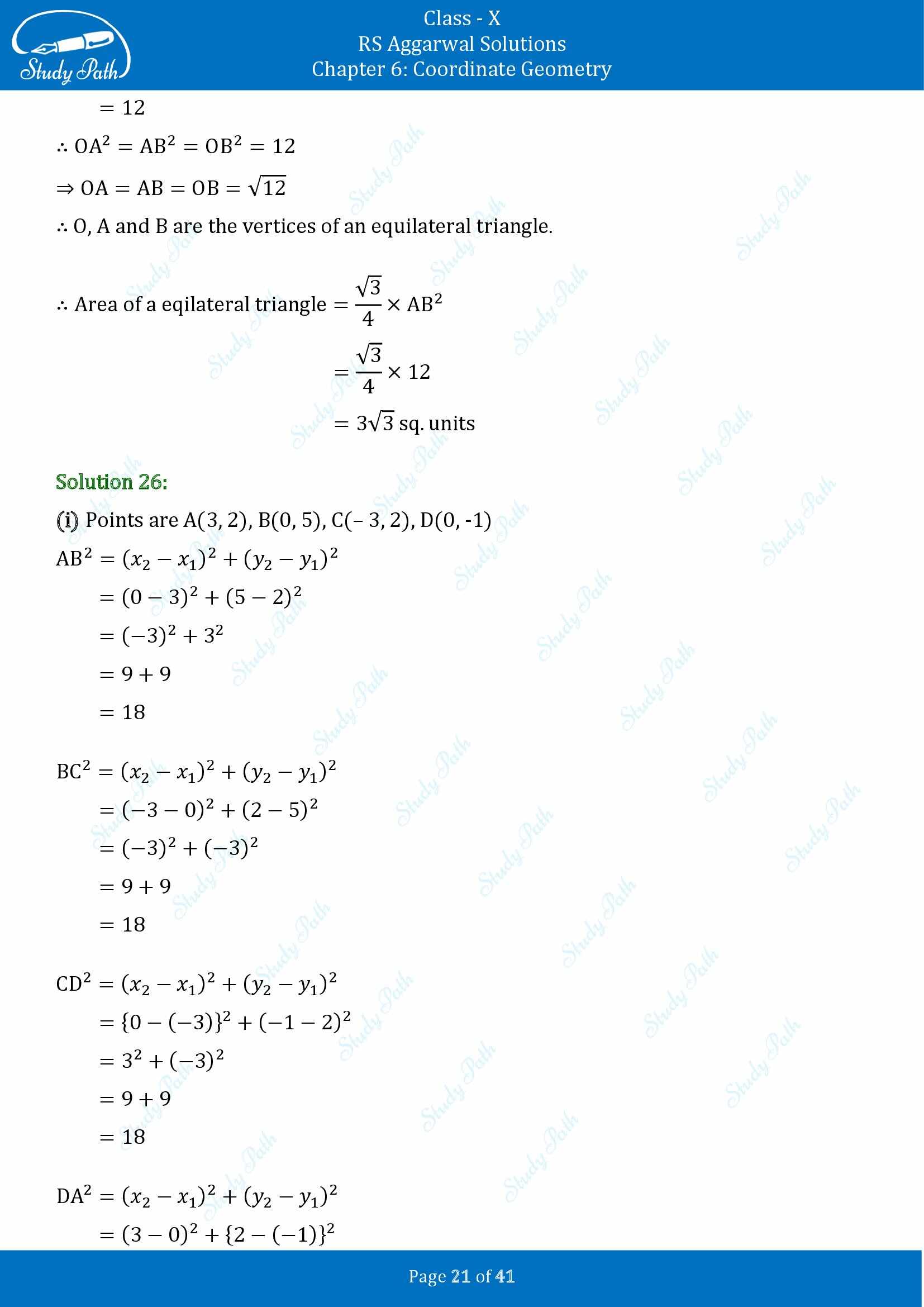 RS Aggarwal Solutions for Class 10 Chapter 6 Coordinate Geometry Exercise 6A 00021
