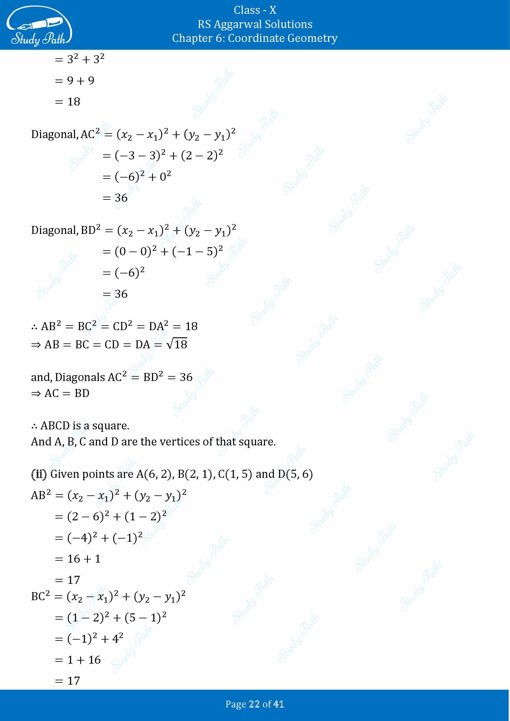 RS Aggarwal Solutions for Class 10 Chapter 6 Coordinate Geometry Exercise 6A 00022