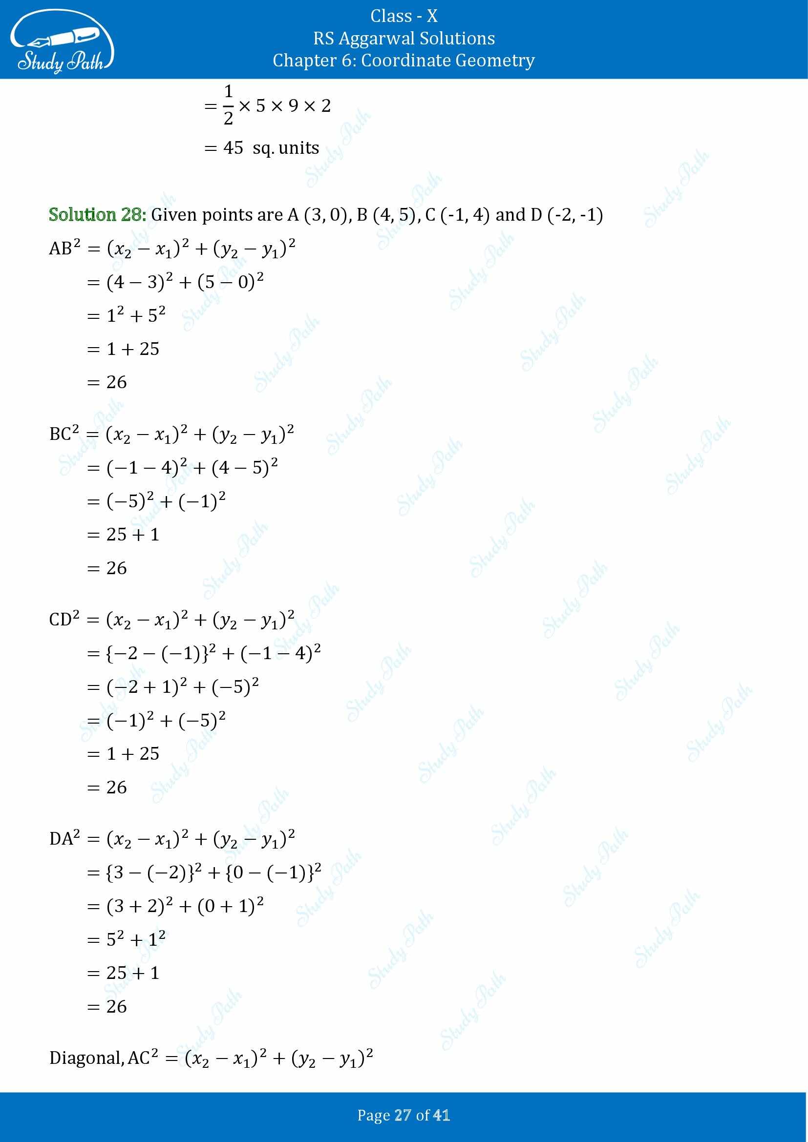 RS Aggarwal Solutions for Class 10 Chapter 6 Coordinate Geometry Exercise 6A 00027