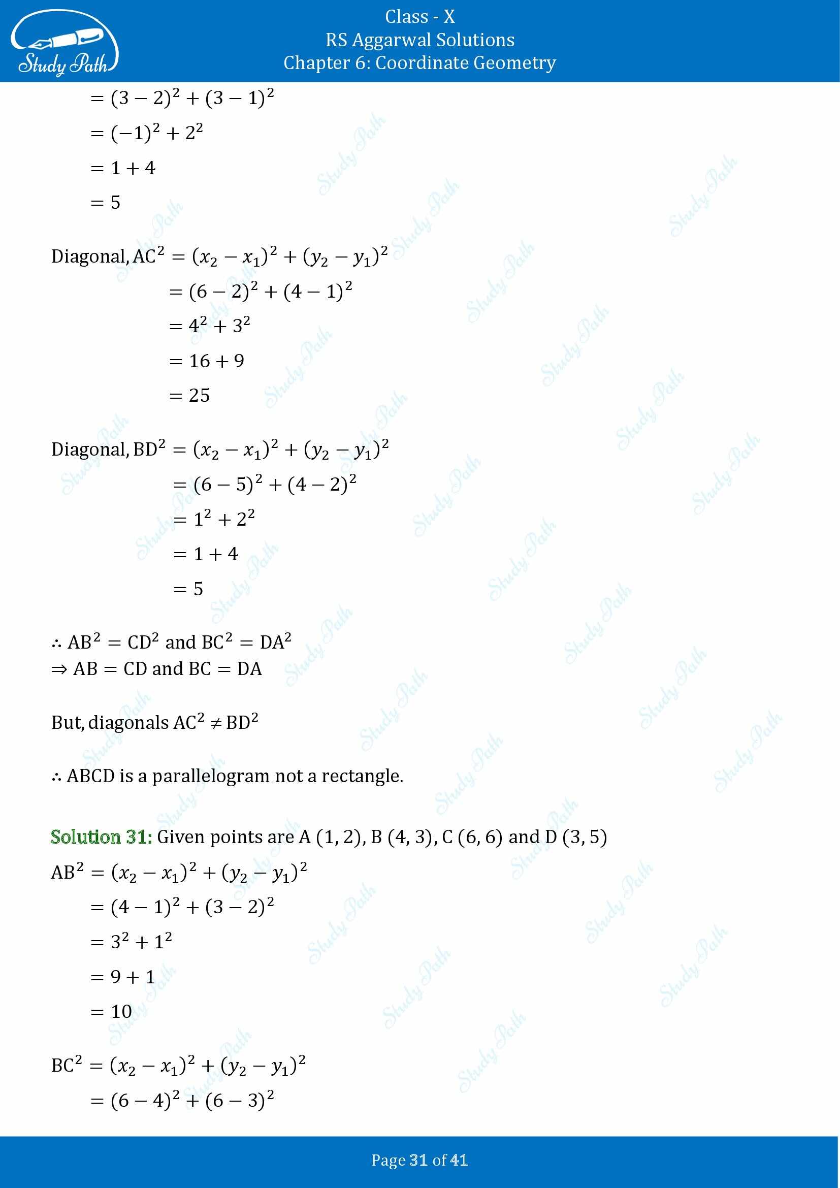 RS Aggarwal Solutions for Class 10 Chapter 6 Coordinate Geometry Exercise 6A 00031