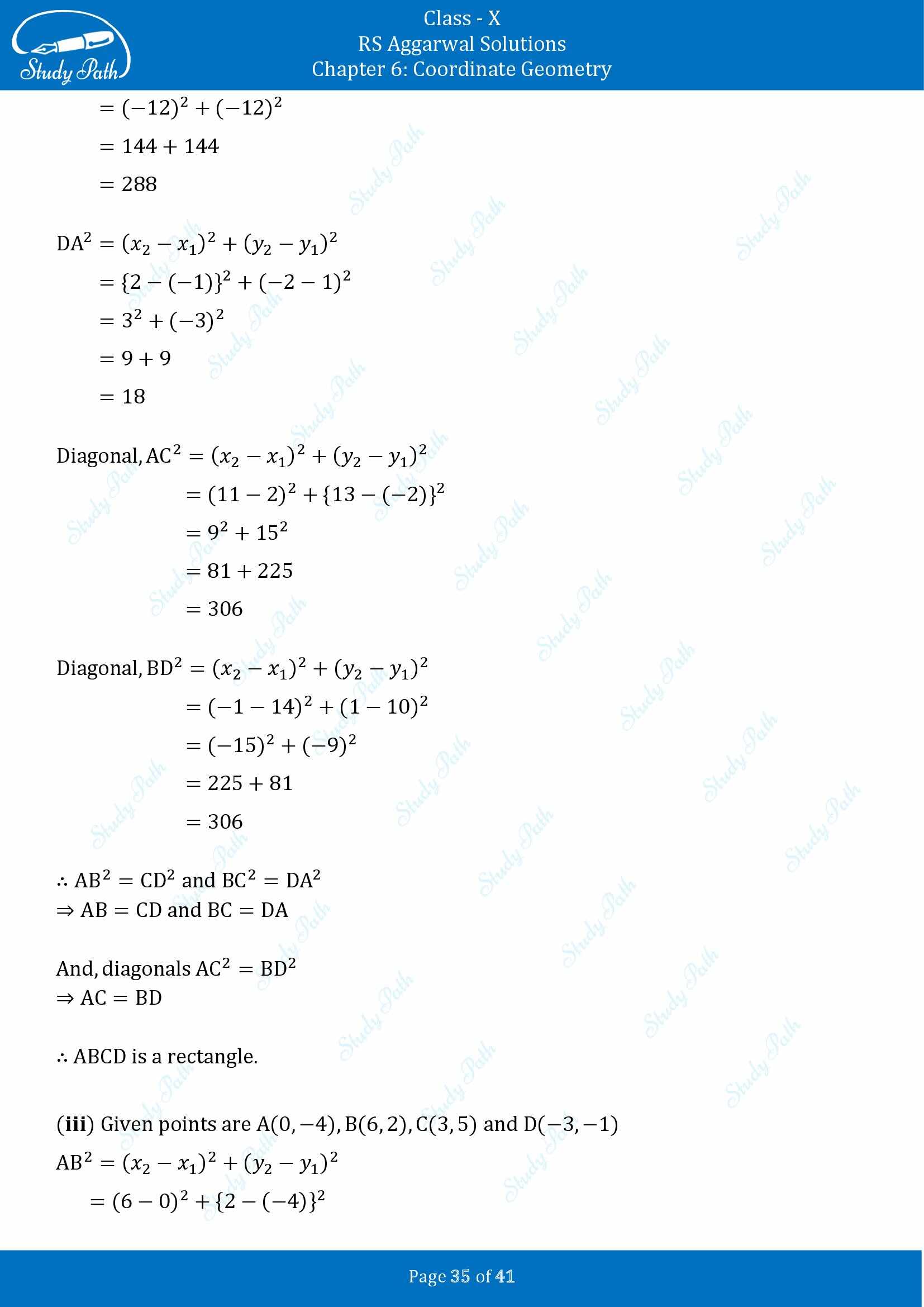 RS Aggarwal Solutions for Class 10 Chapter 6 Coordinate Geometry Exercise 6A 00035