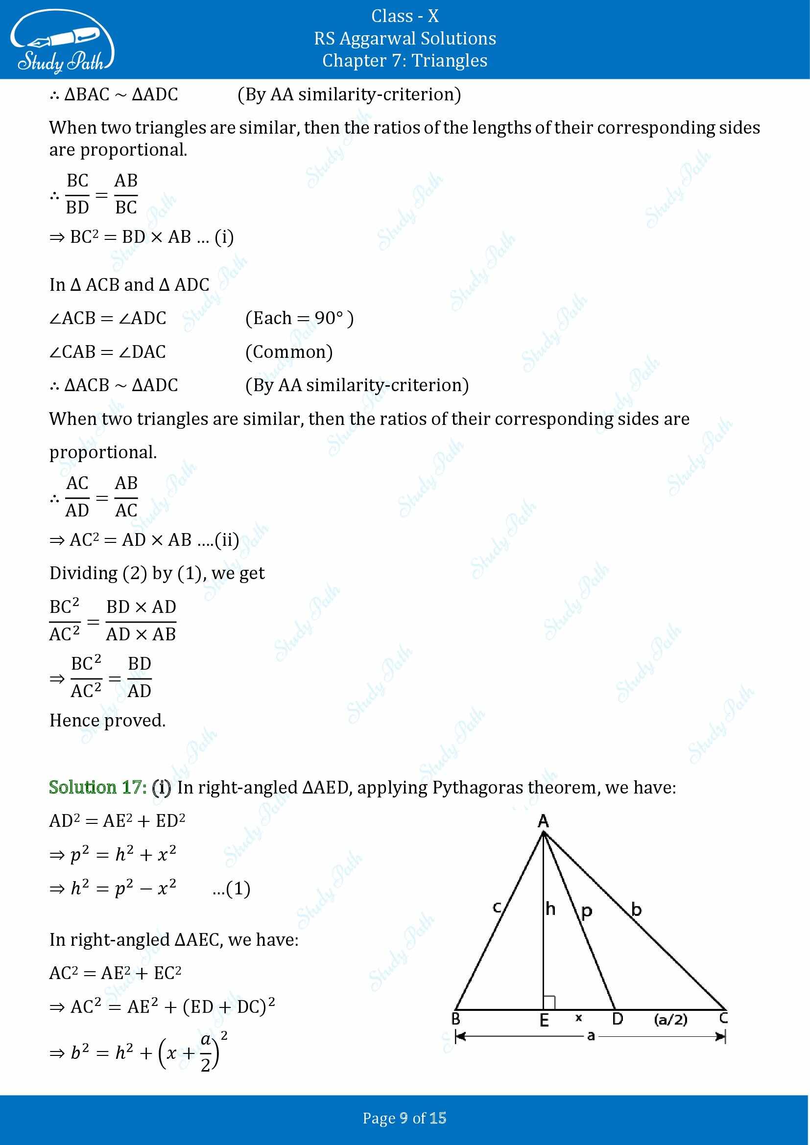 RS Aggarwal Solutions for Class 10 Chapter 7 Triangles Exercise 7D 00009