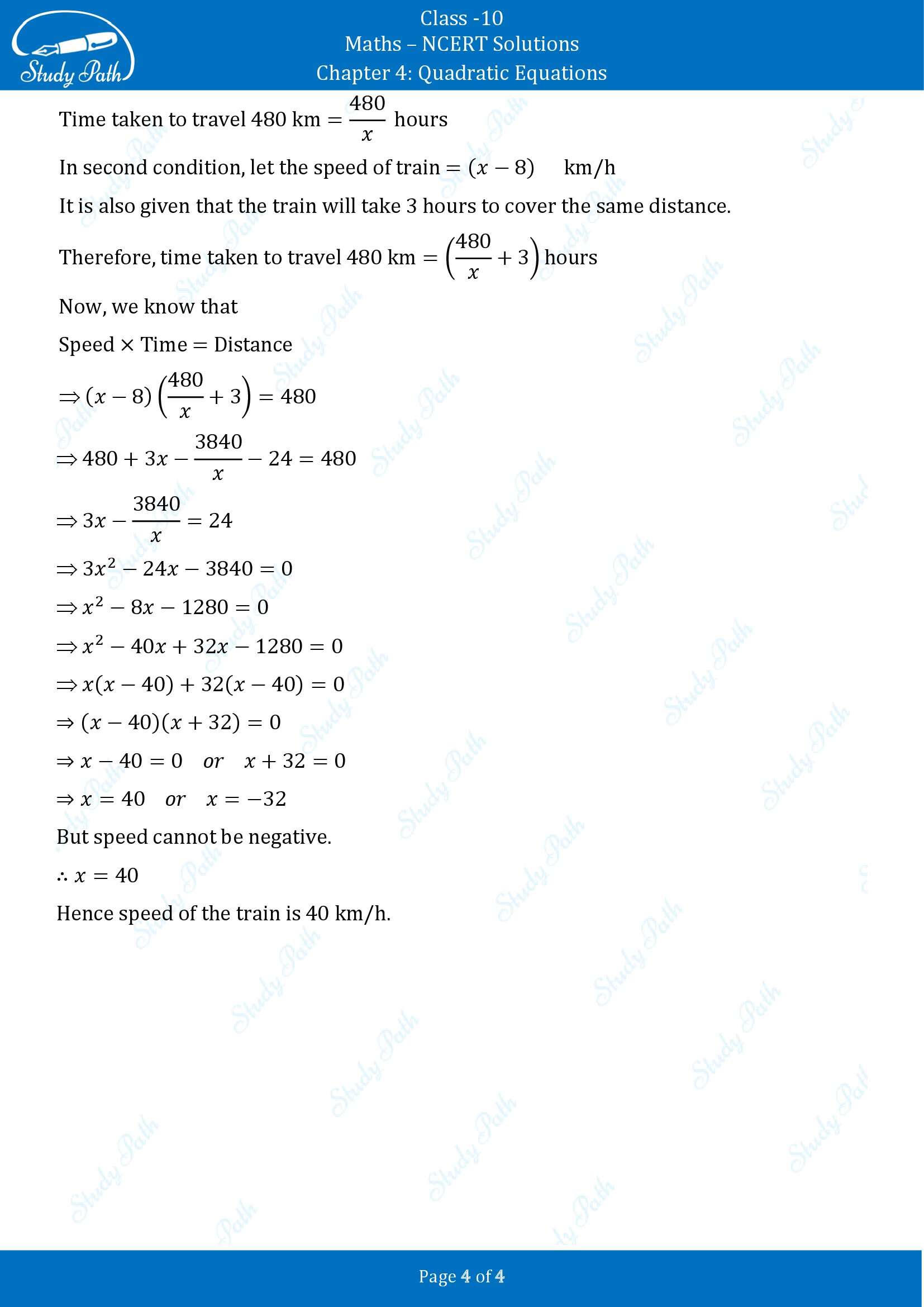 NCERT Solutions for Class 10 Maths Chapter 4 Quadratic Equations Exercise 4.1 00004