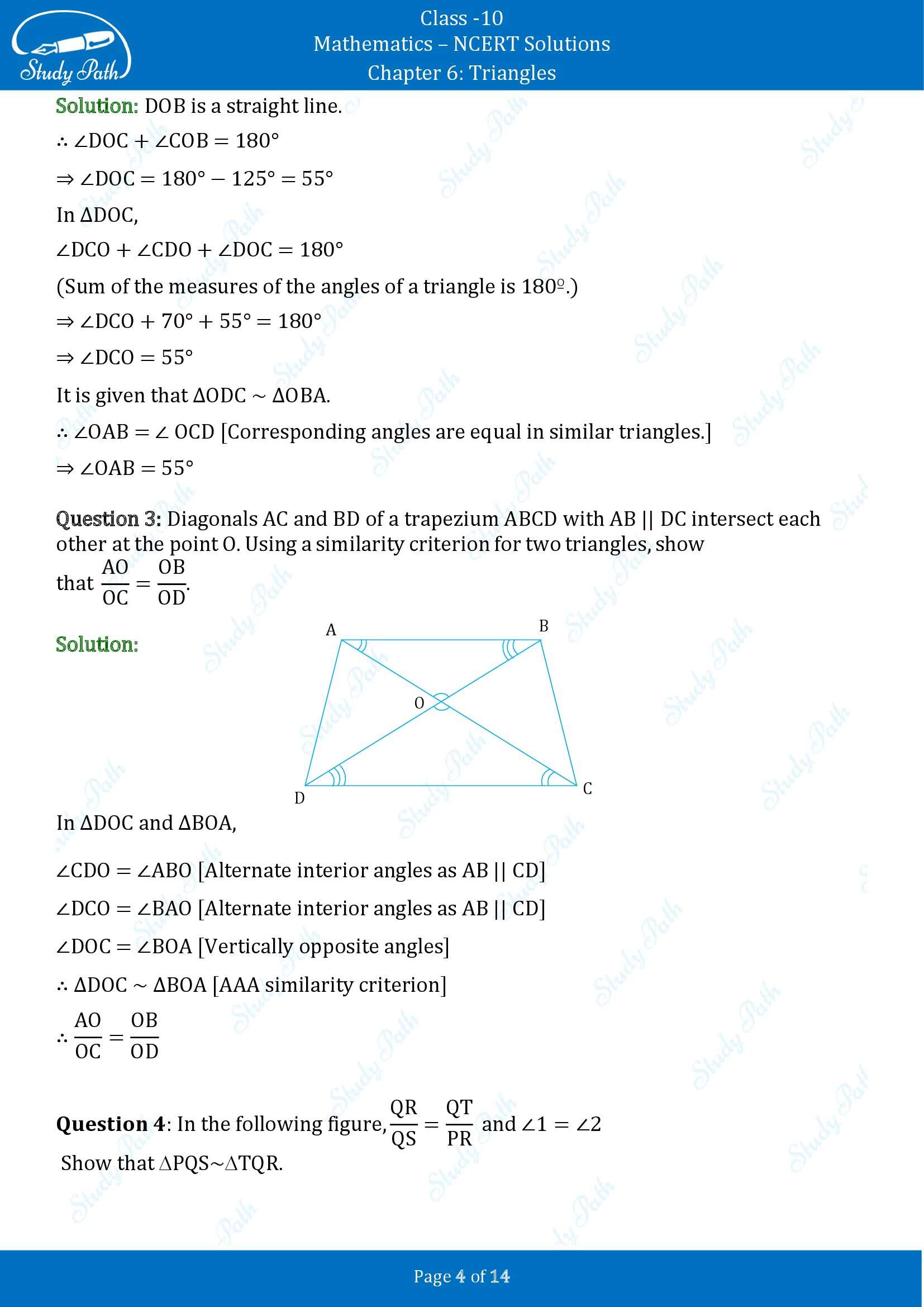 NCERT Solutions for Class 10 Maths Chapter 6 Triangles Exercise 6.3 00004