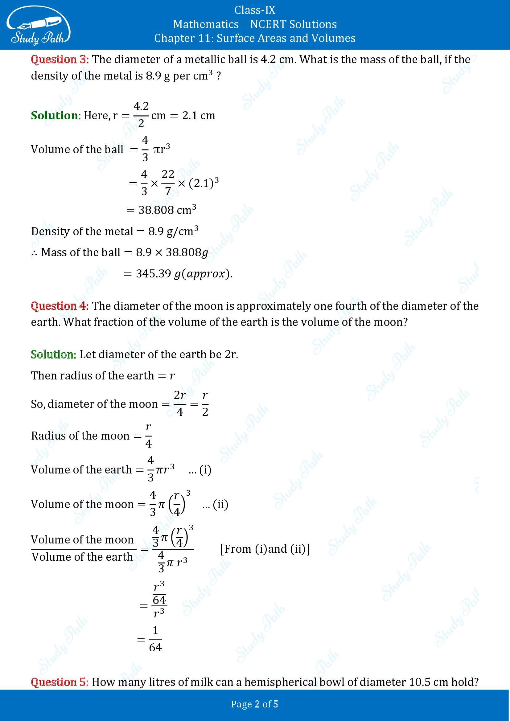 NCERT Solutions for Class 9 Maths Chapter 11 Surface Areas and Volumes Exercise 11.4 00002