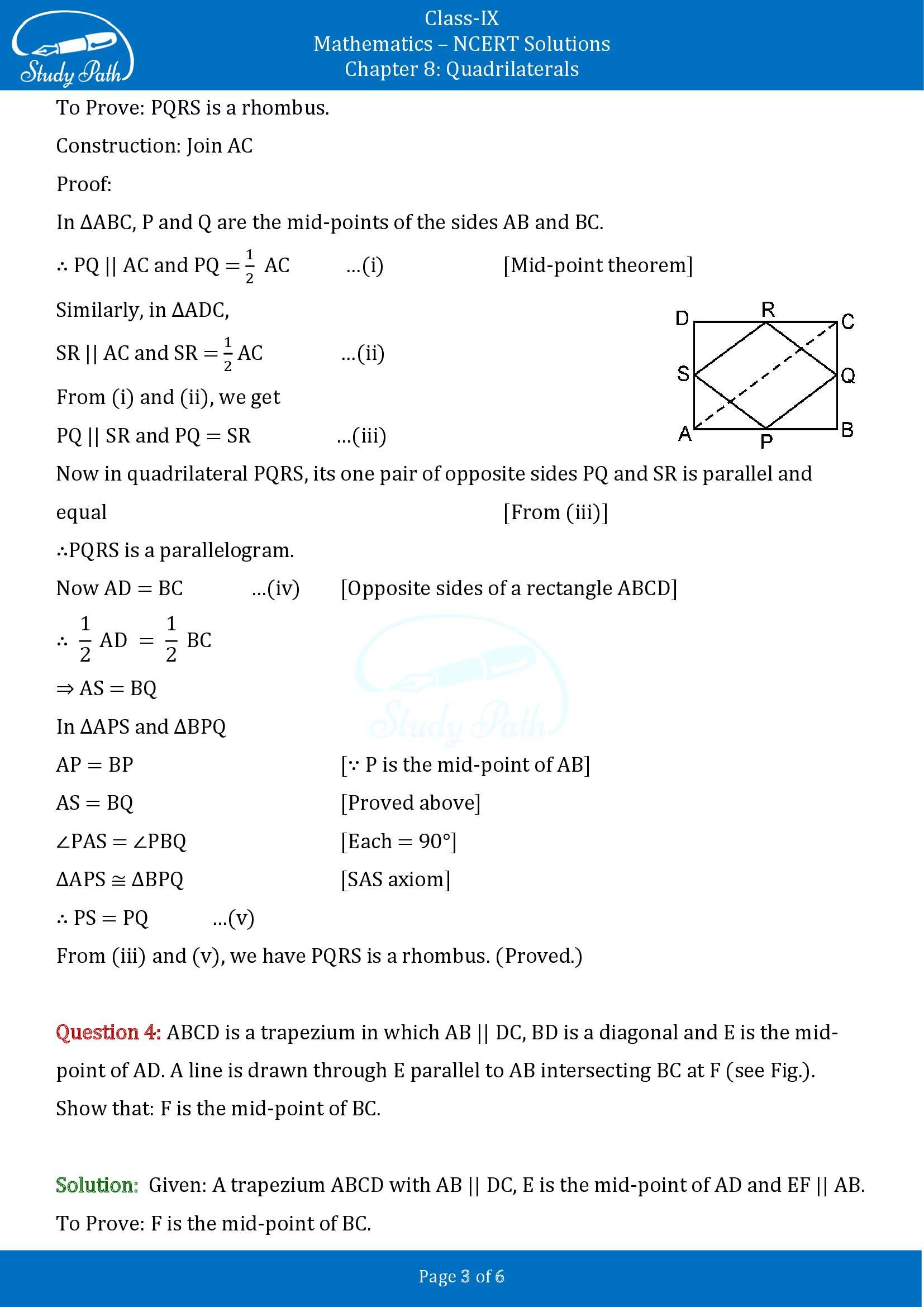NCERT Solutions for Class 9 Maths Chapter 8 Quadrilaterals Exercise 8.2 00003