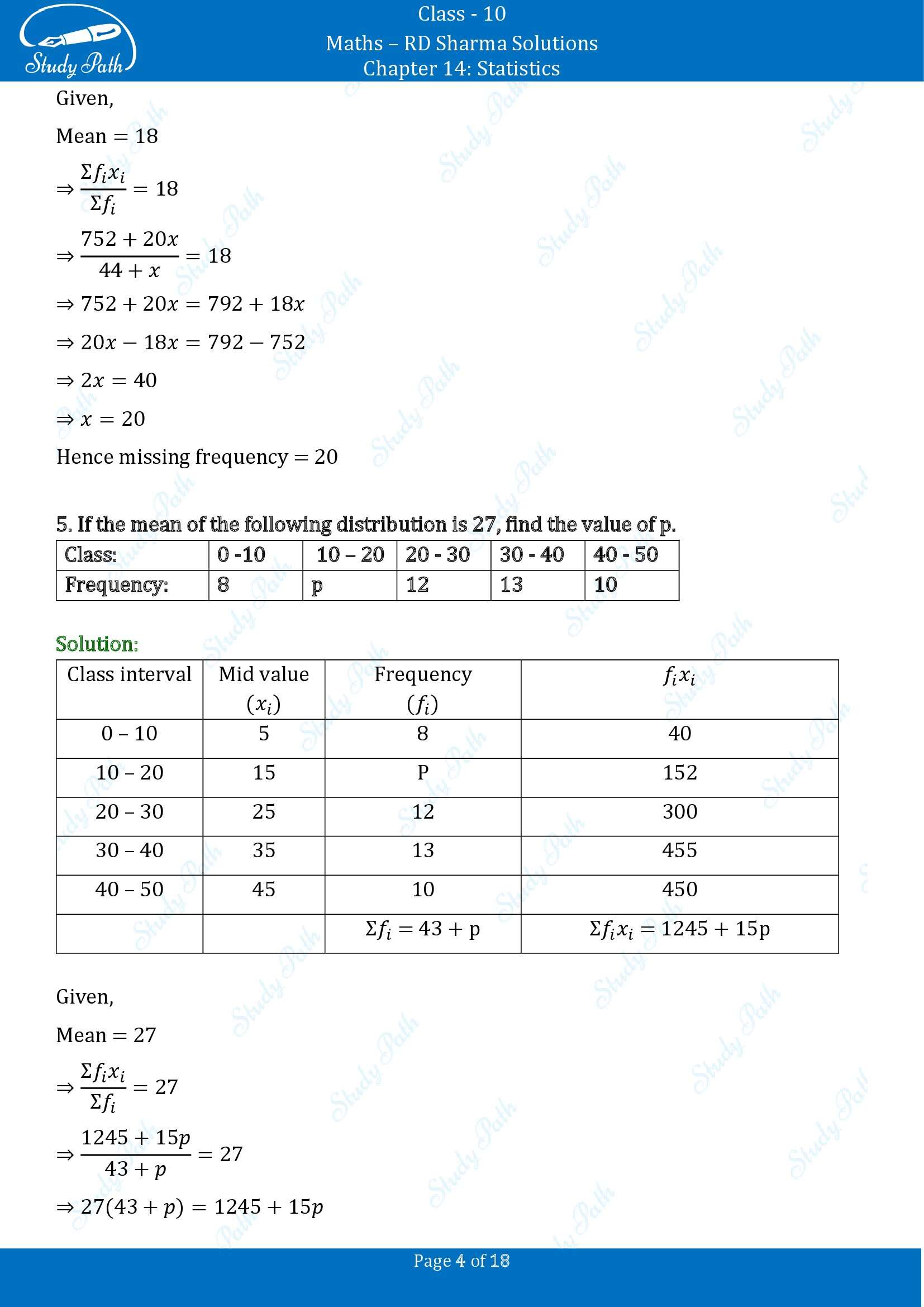 RD Sharma Solutions Class 10 Chapter 14 Statistics Exercise 14.3 00004