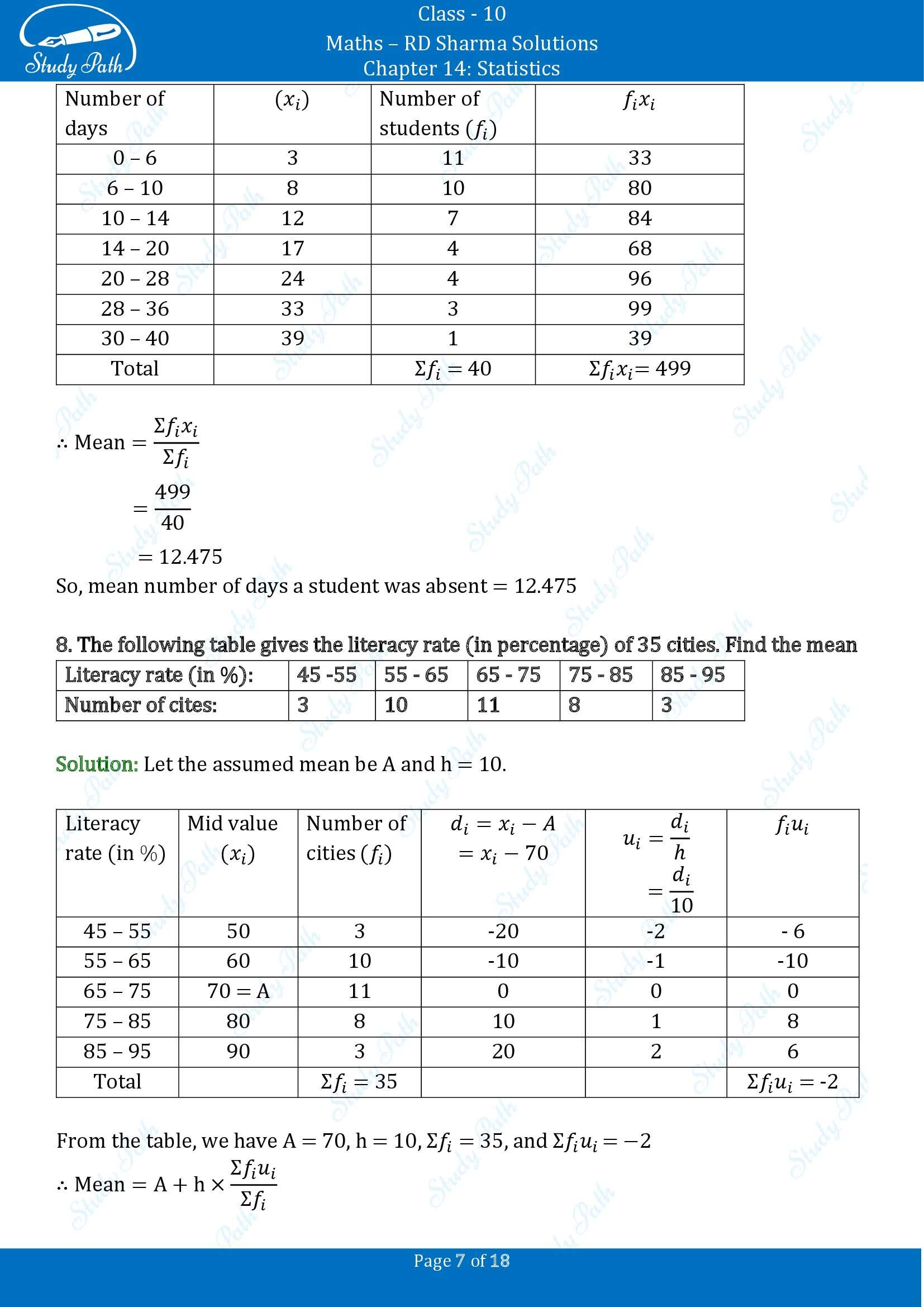 RD Sharma Solutions Class 10 Chapter 14 Statistics Exercise 14.3 00007
