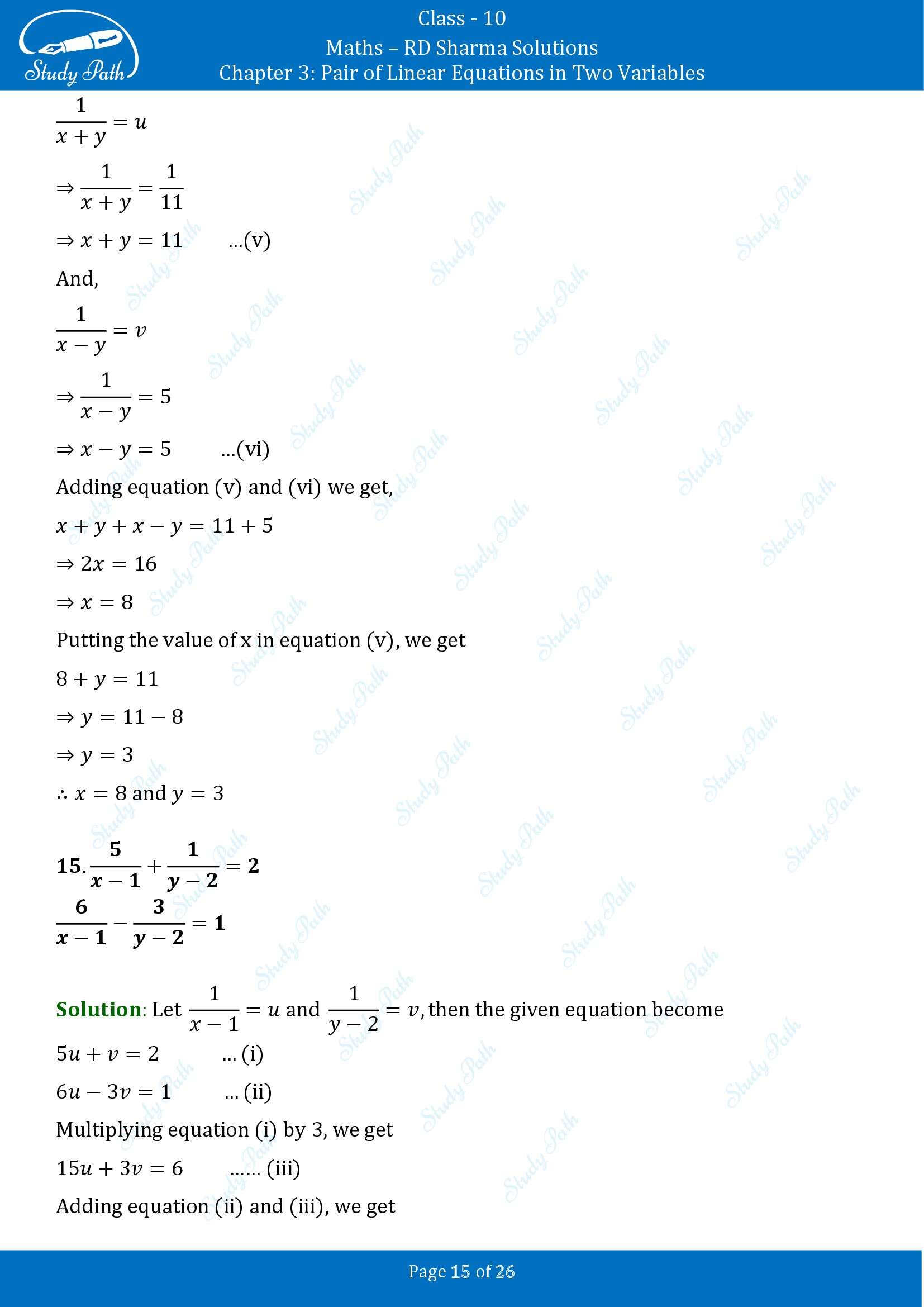 RD Sharma Solutions Class 10 Chapter 3 Pair of Linear Equations in Two Variables Exercise 3.3 00015