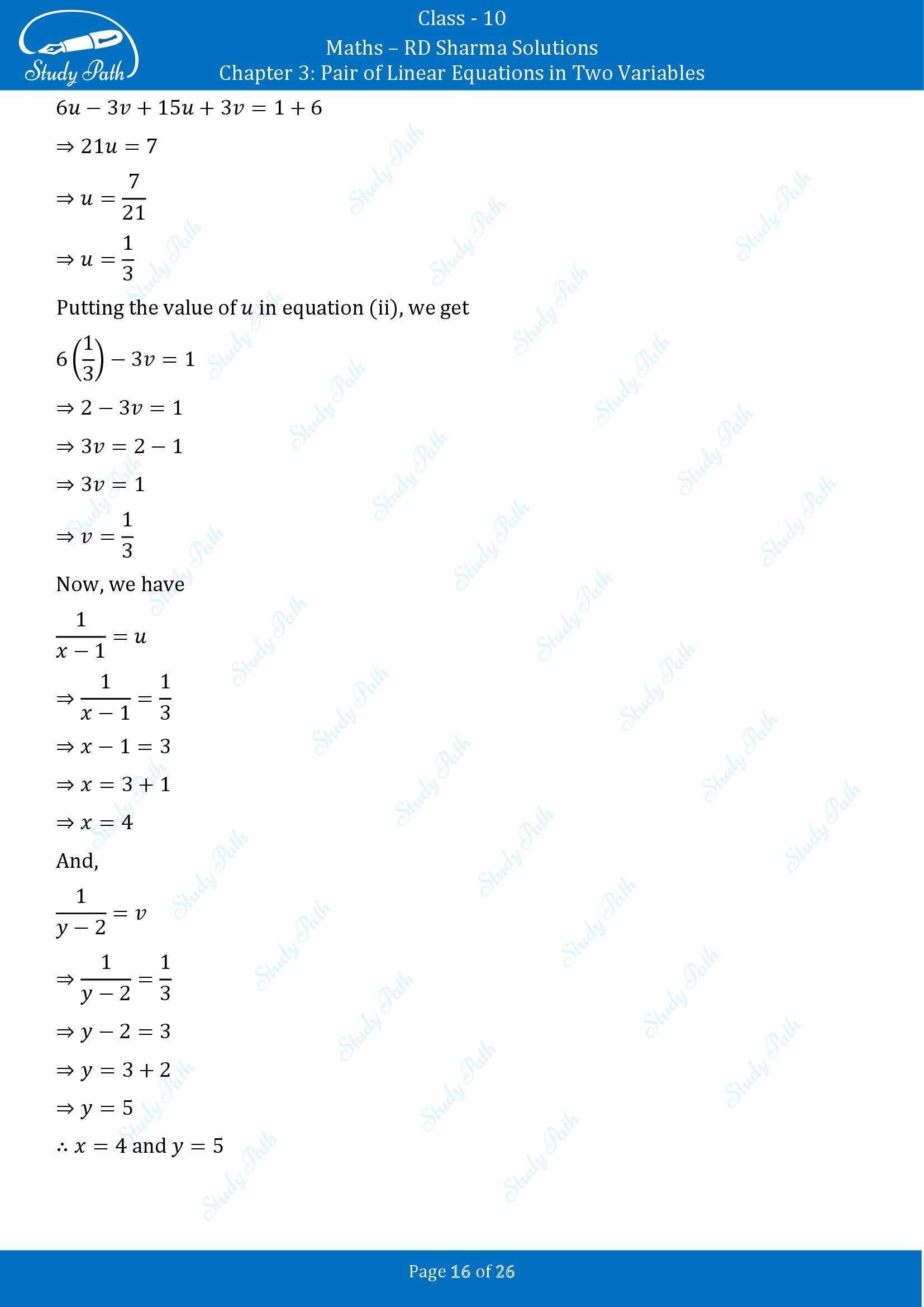 RD Sharma Solutions Class 10 Chapter 3 Pair of Linear Equations in Two Variables Exercise 3.3 00016