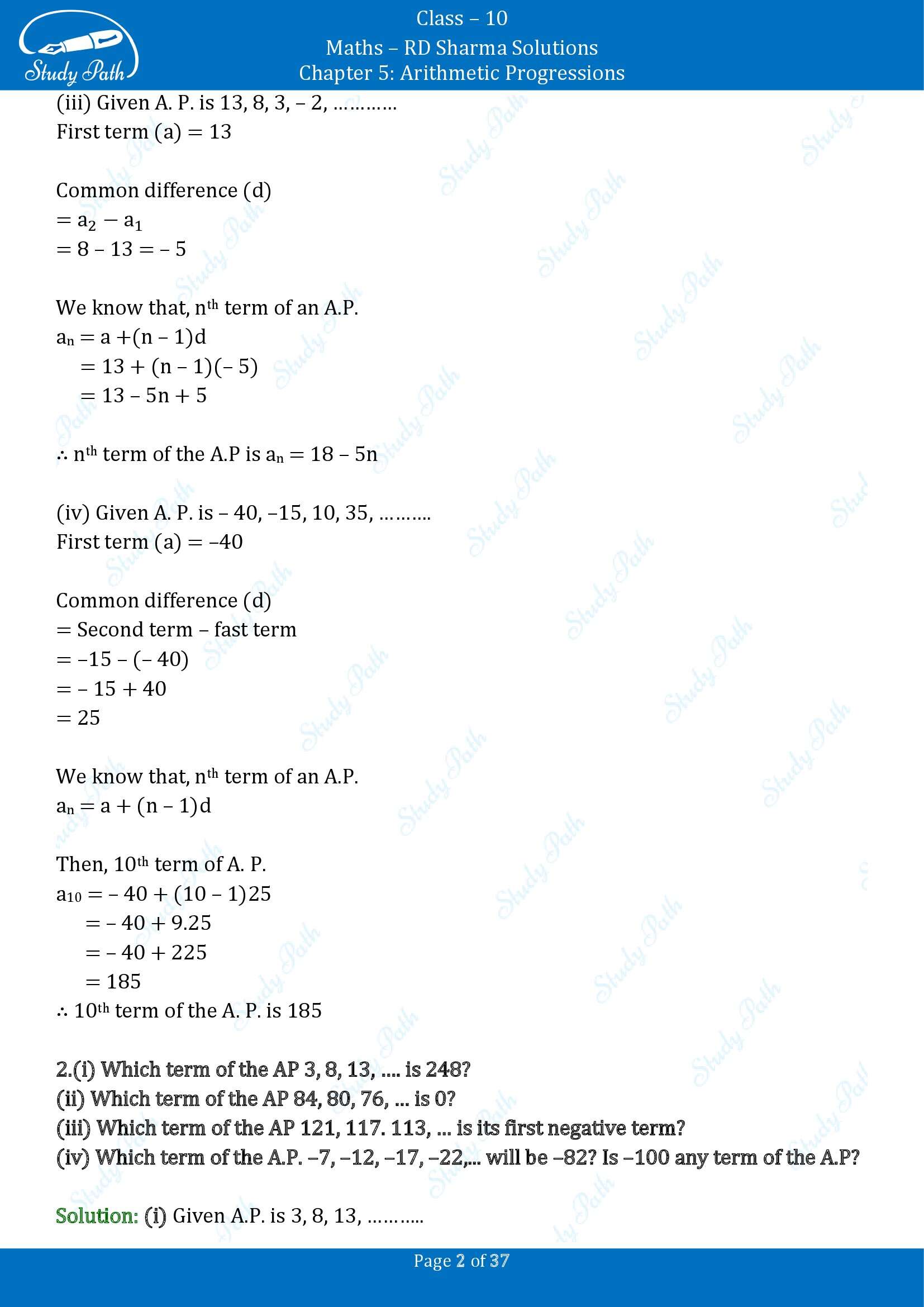 RD Sharma Solutions Class 10 Chapter 5 Arithmetic Progressions Exercise 5.4 00002