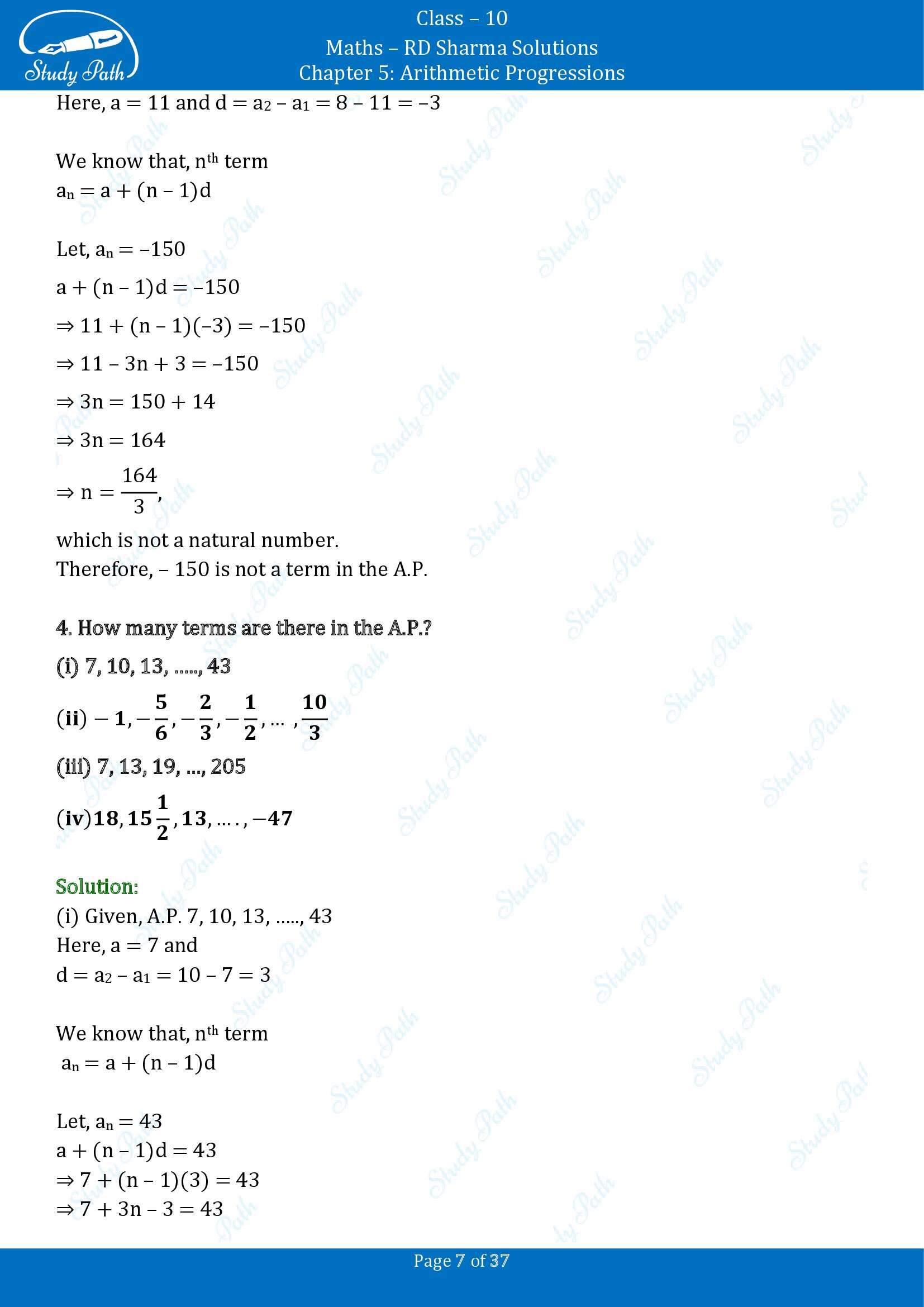 RD Sharma Solutions Class 10 Chapter 5 Arithmetic Progressions Exercise 5.4 00007