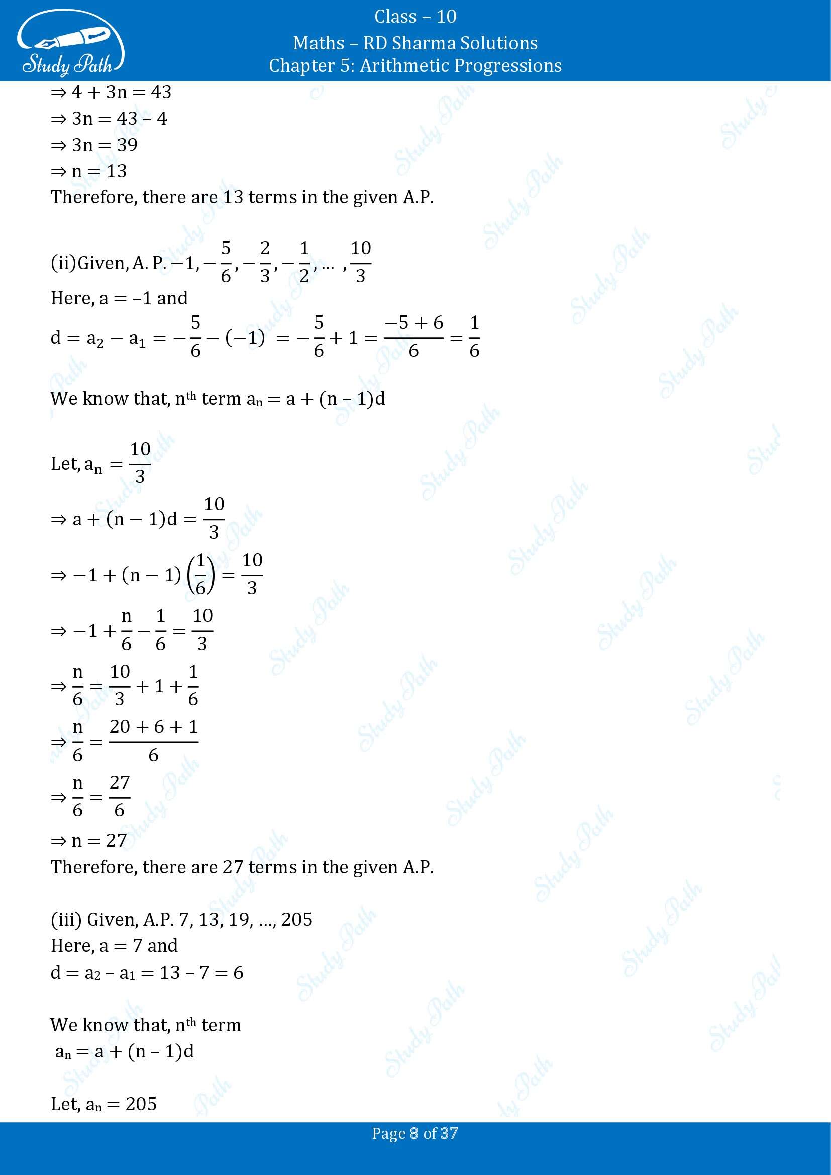 RD Sharma Solutions Class 10 Chapter 5 Arithmetic Progressions Exercise 5.4 00008