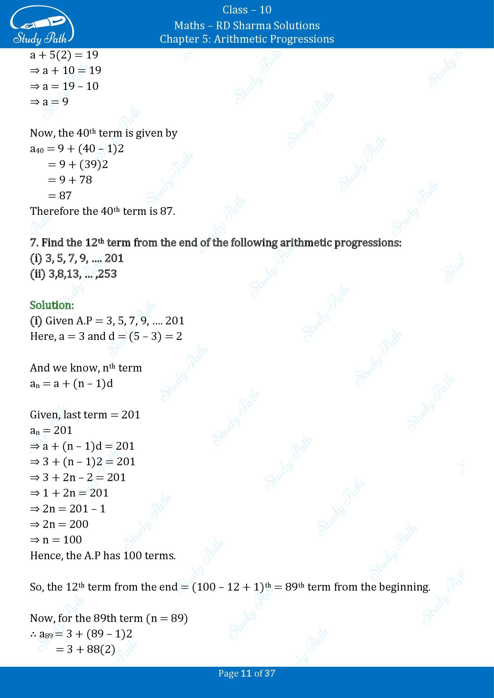 RD Sharma Solutions Class 10 Chapter 5 Arithmetic Progressions Exercise 5.4 00011