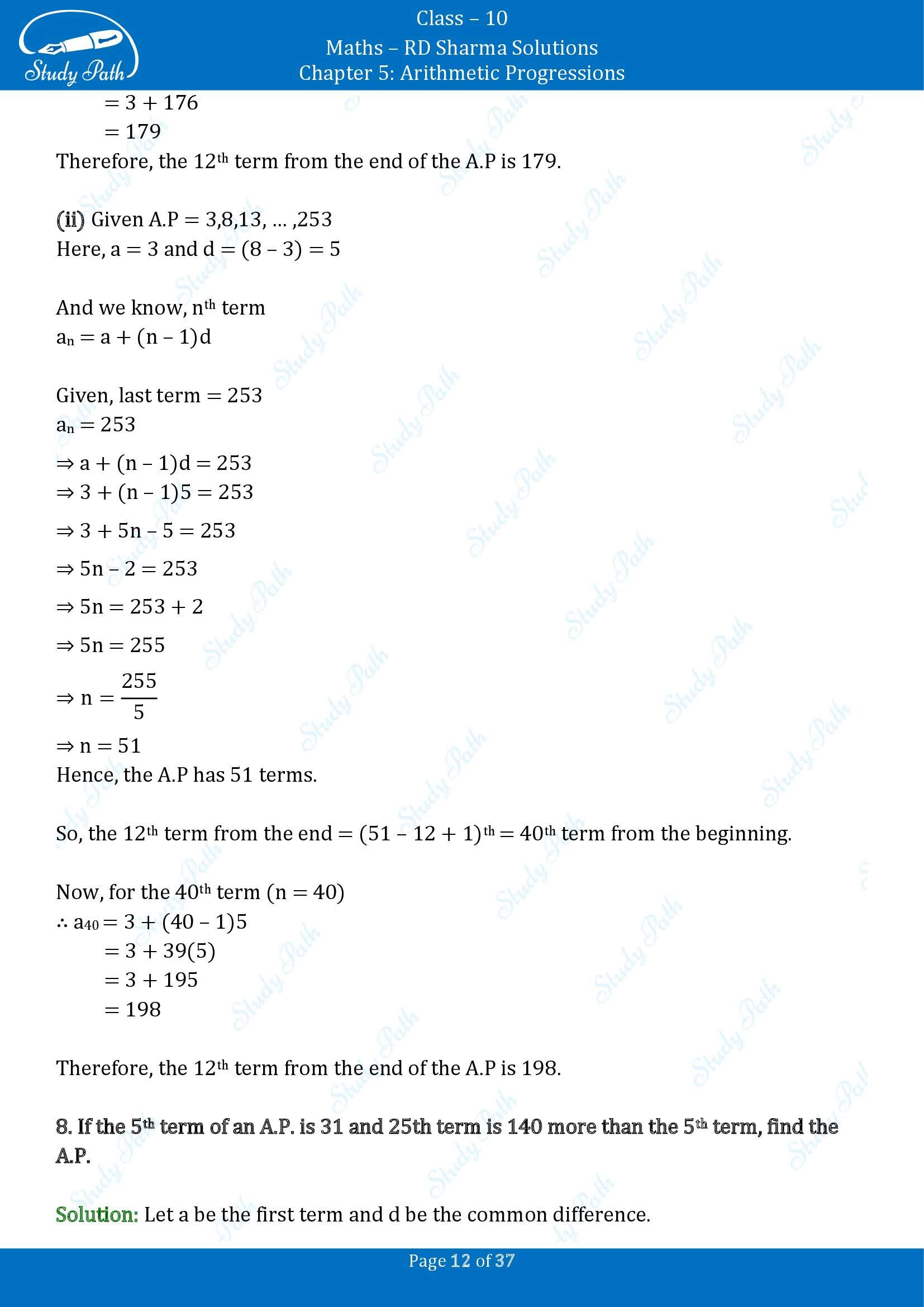 RD Sharma Solutions Class 10 Chapter 5 Arithmetic Progressions Exercise 5.4 00012