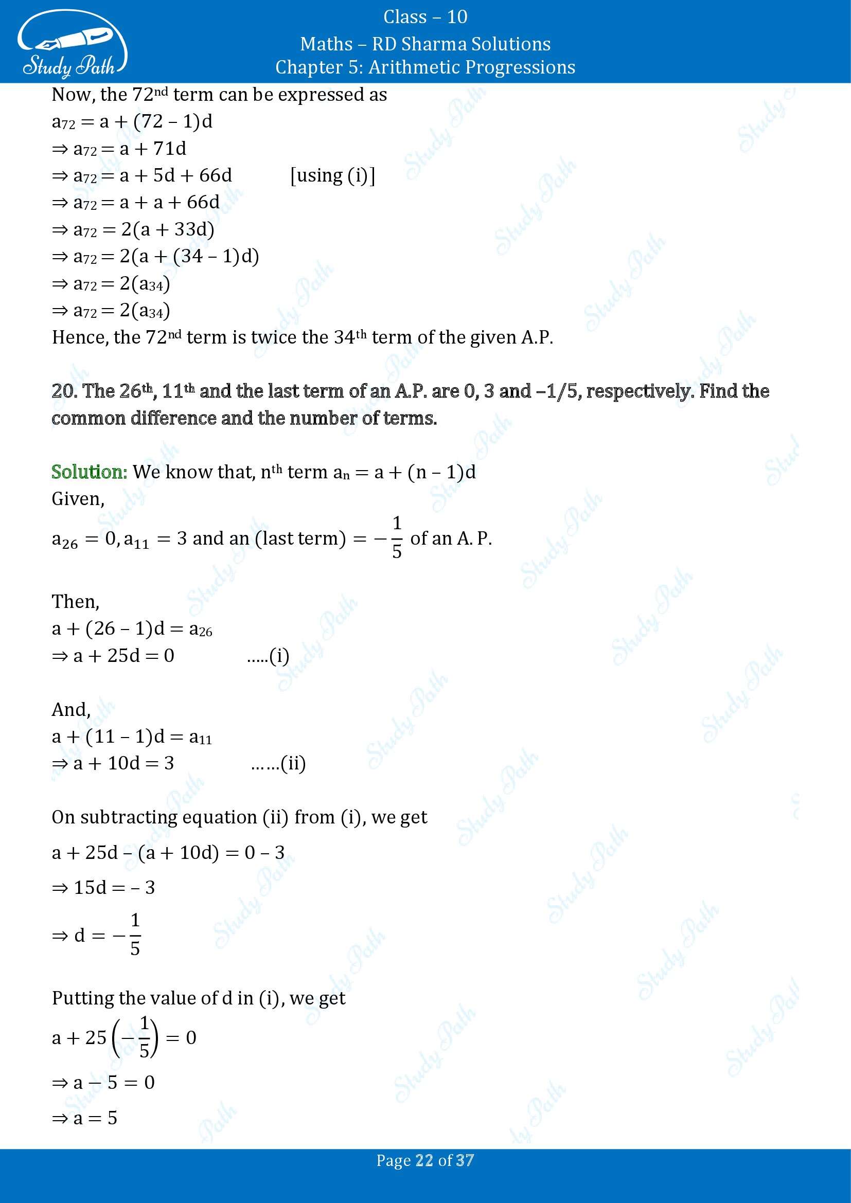 RD Sharma Solutions Class 10 Chapter 5 Arithmetic Progressions Exercise 5.4 00022