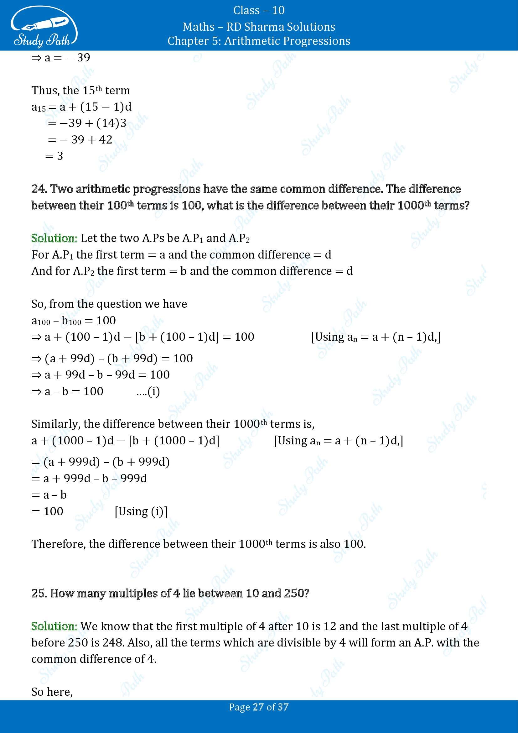 RD Sharma Solutions Class 10 Chapter 5 Arithmetic Progressions Exercise 5.4 00027
