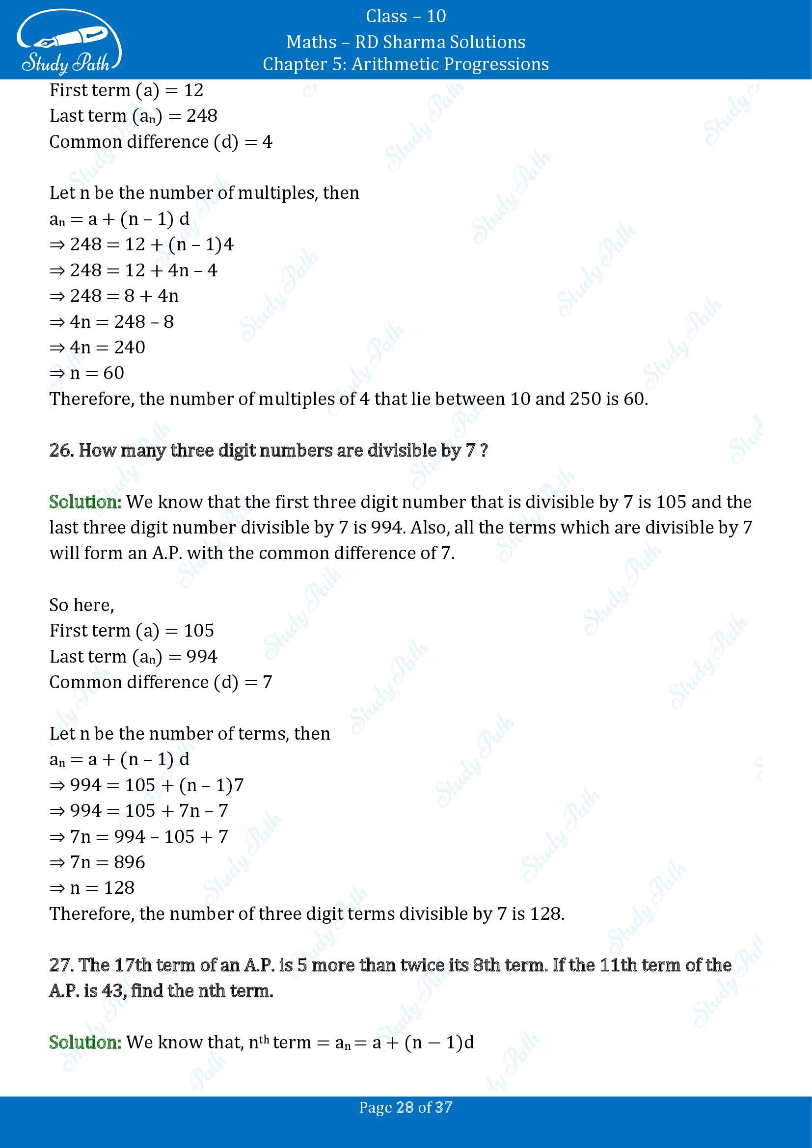 RD Sharma Solutions Class 10 Chapter 5 Arithmetic Progressions Exercise 5.4 00028