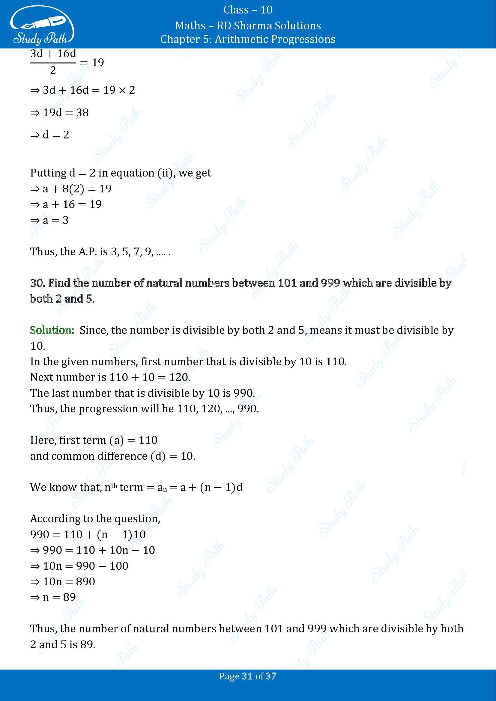 RD Sharma Solutions Class 10 Chapter 5 Arithmetic Progressions Exercise 5.4 00031