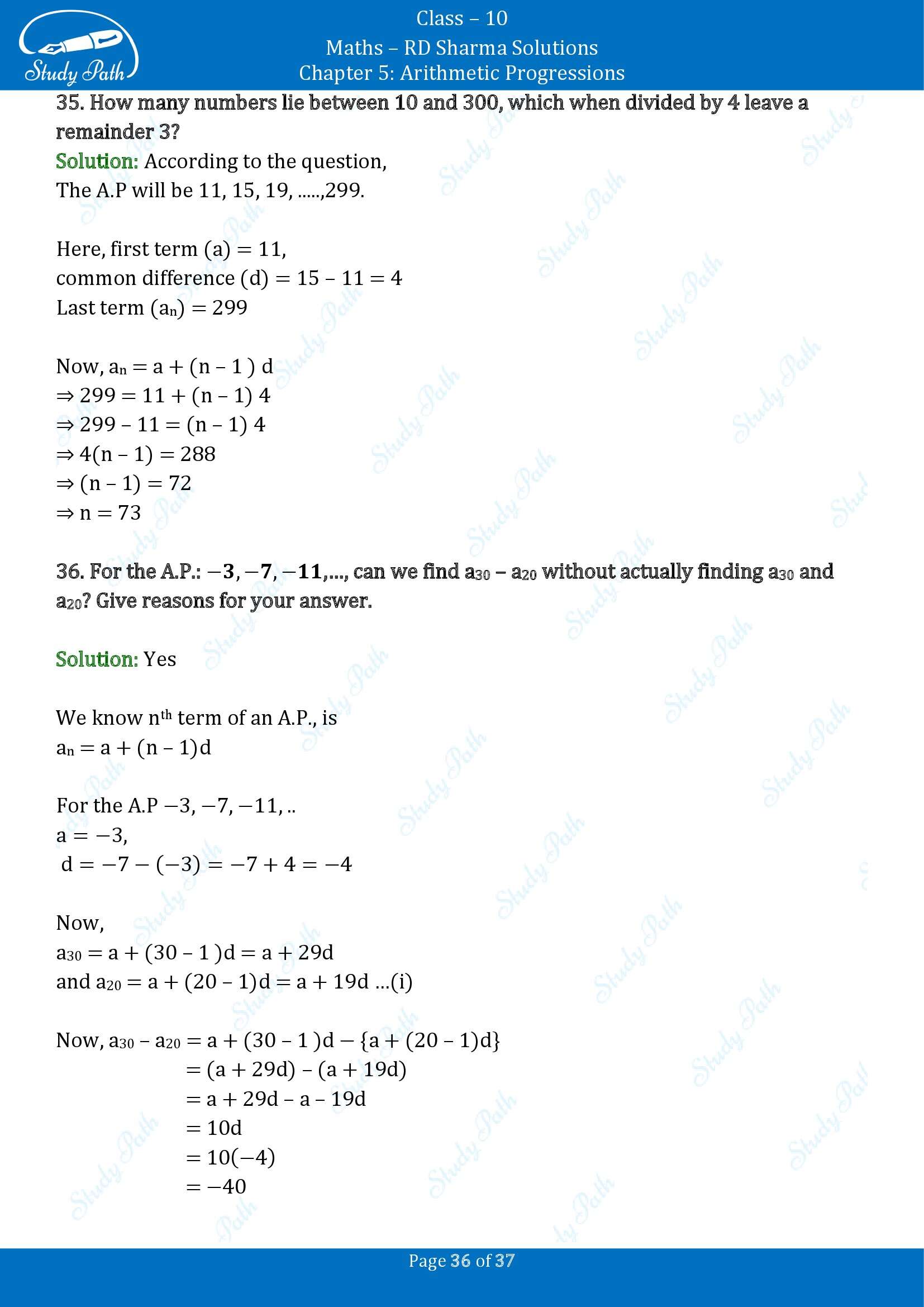 RD Sharma Solutions Class 10 Chapter 5 Arithmetic Progressions Exercise 5.4 00036
