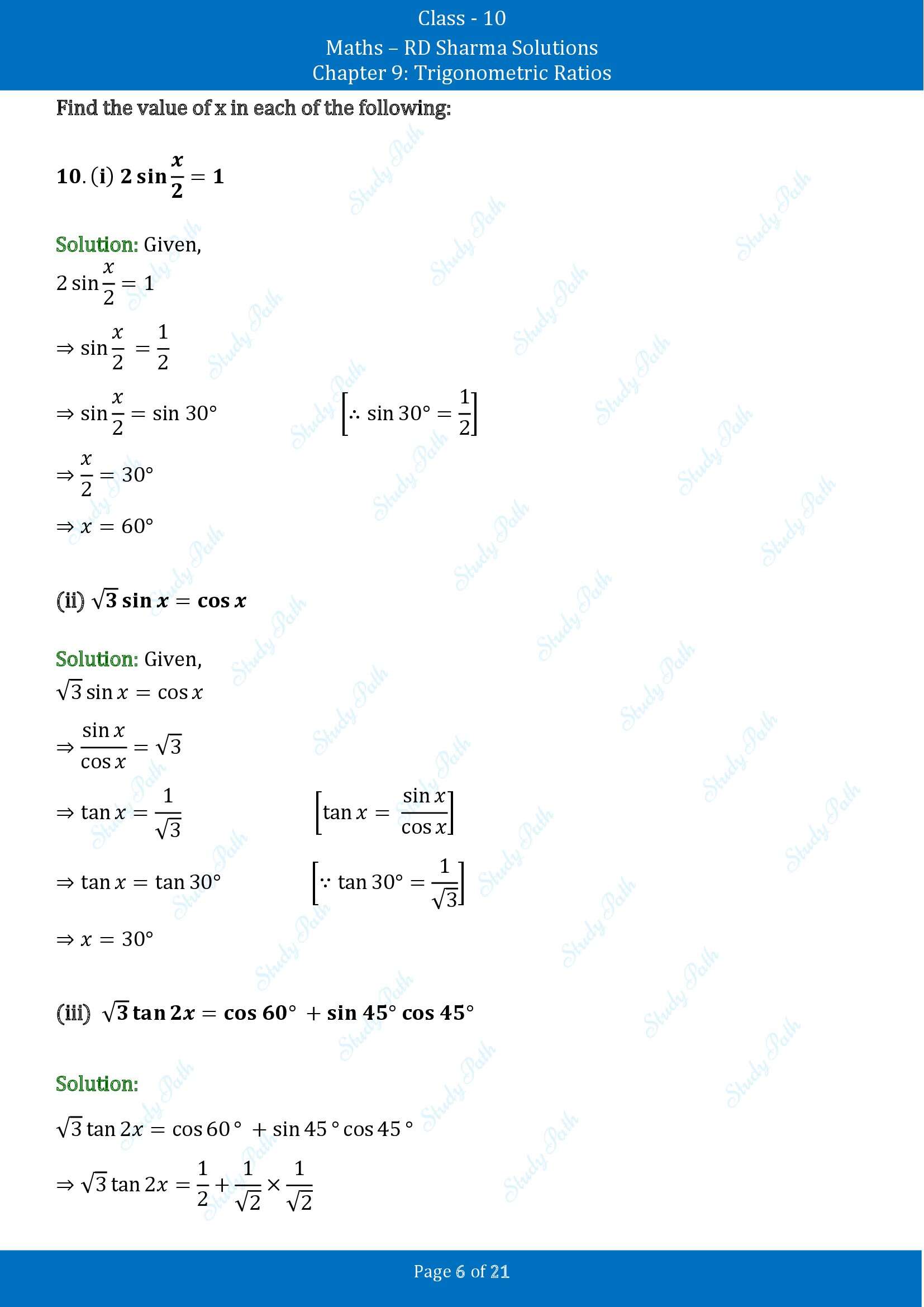 RD Sharma Solutions Class 10 Chapter 9 Trigonometric Ratios Exercise 9.2 00006