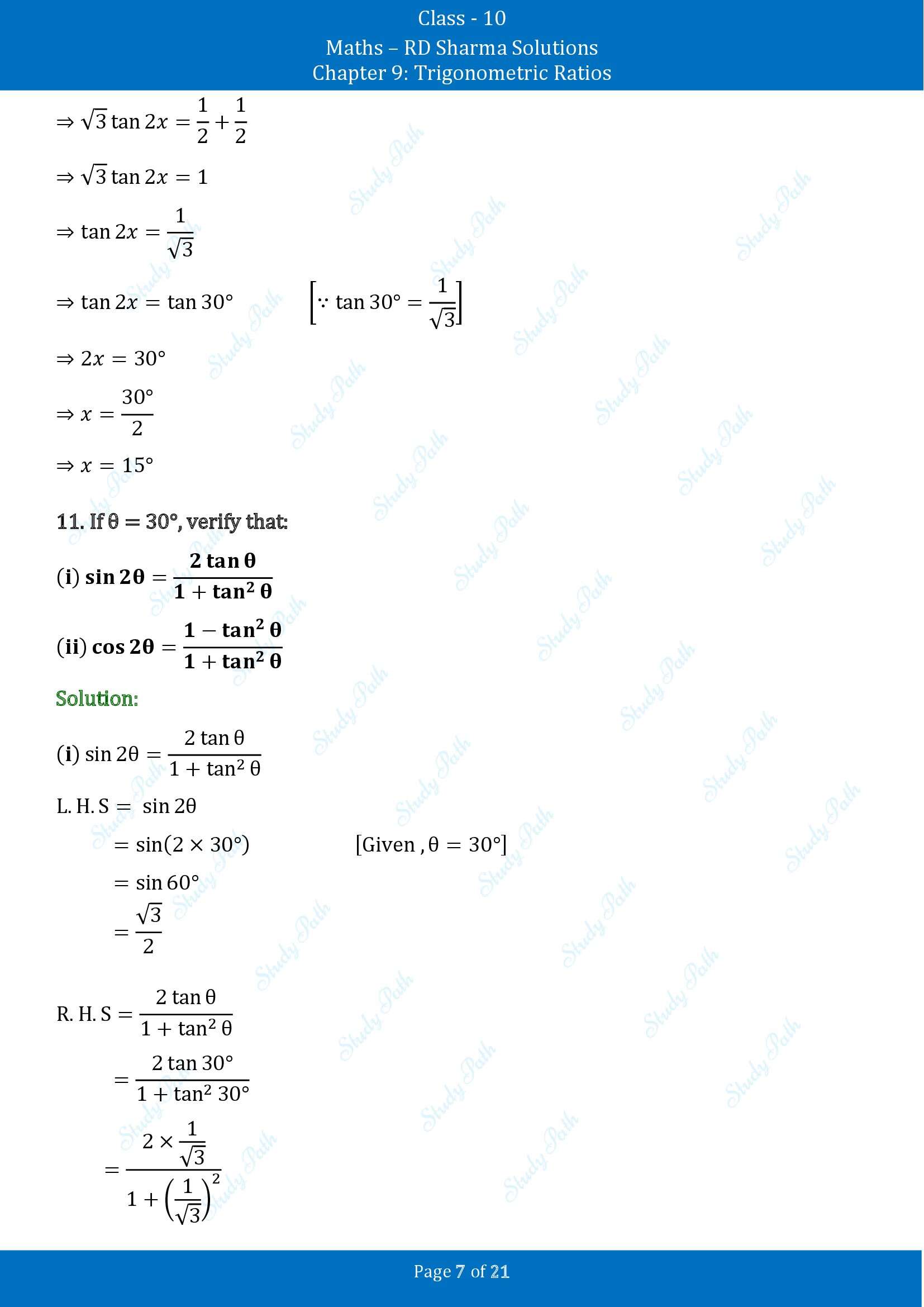 RD Sharma Solutions Class 10 Chapter 9 Trigonometric Ratios Exercise 9.2 00007