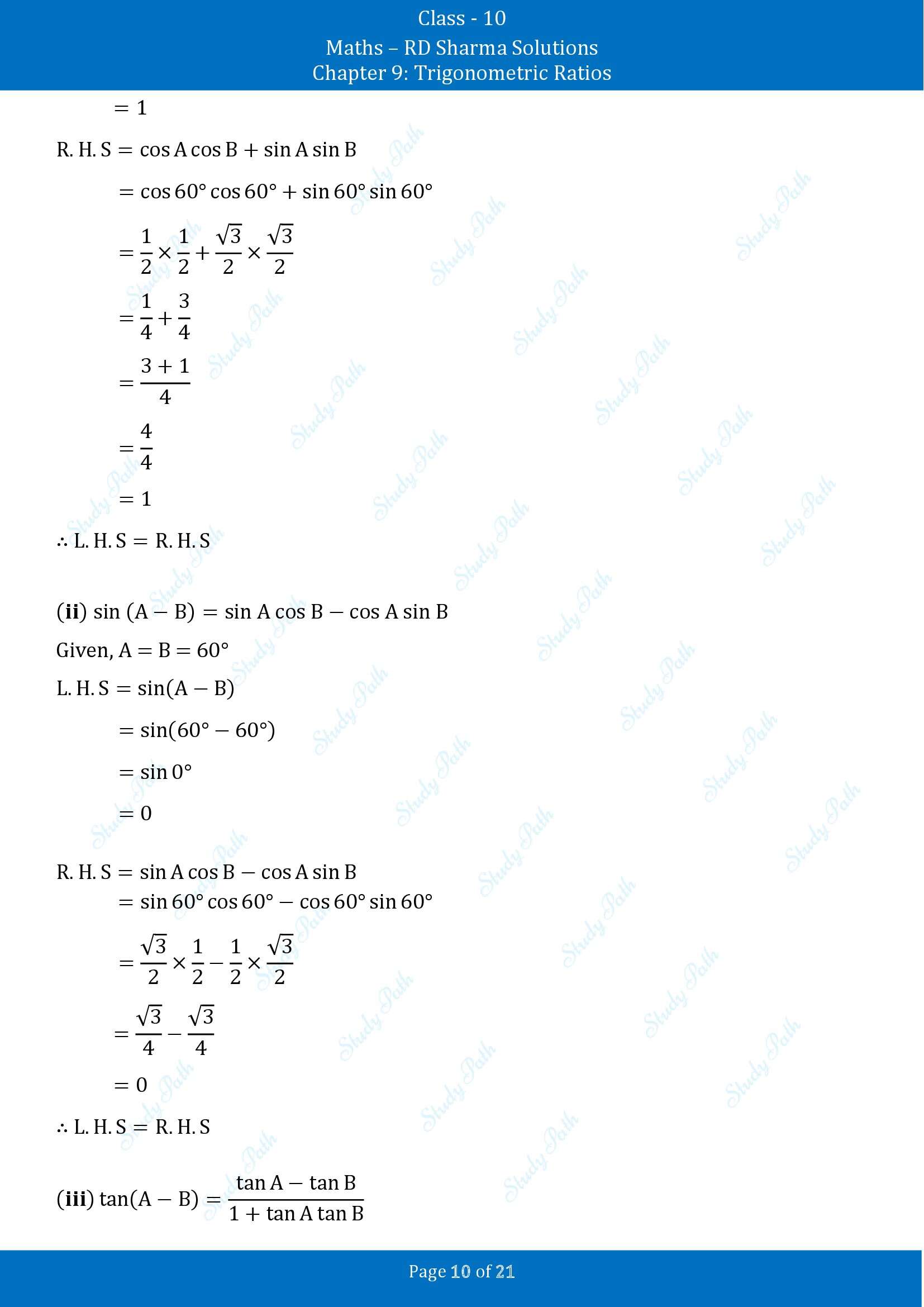 RD Sharma Solutions Class 10 Chapter 9 Trigonometric Ratios Exercise 9.2 00010