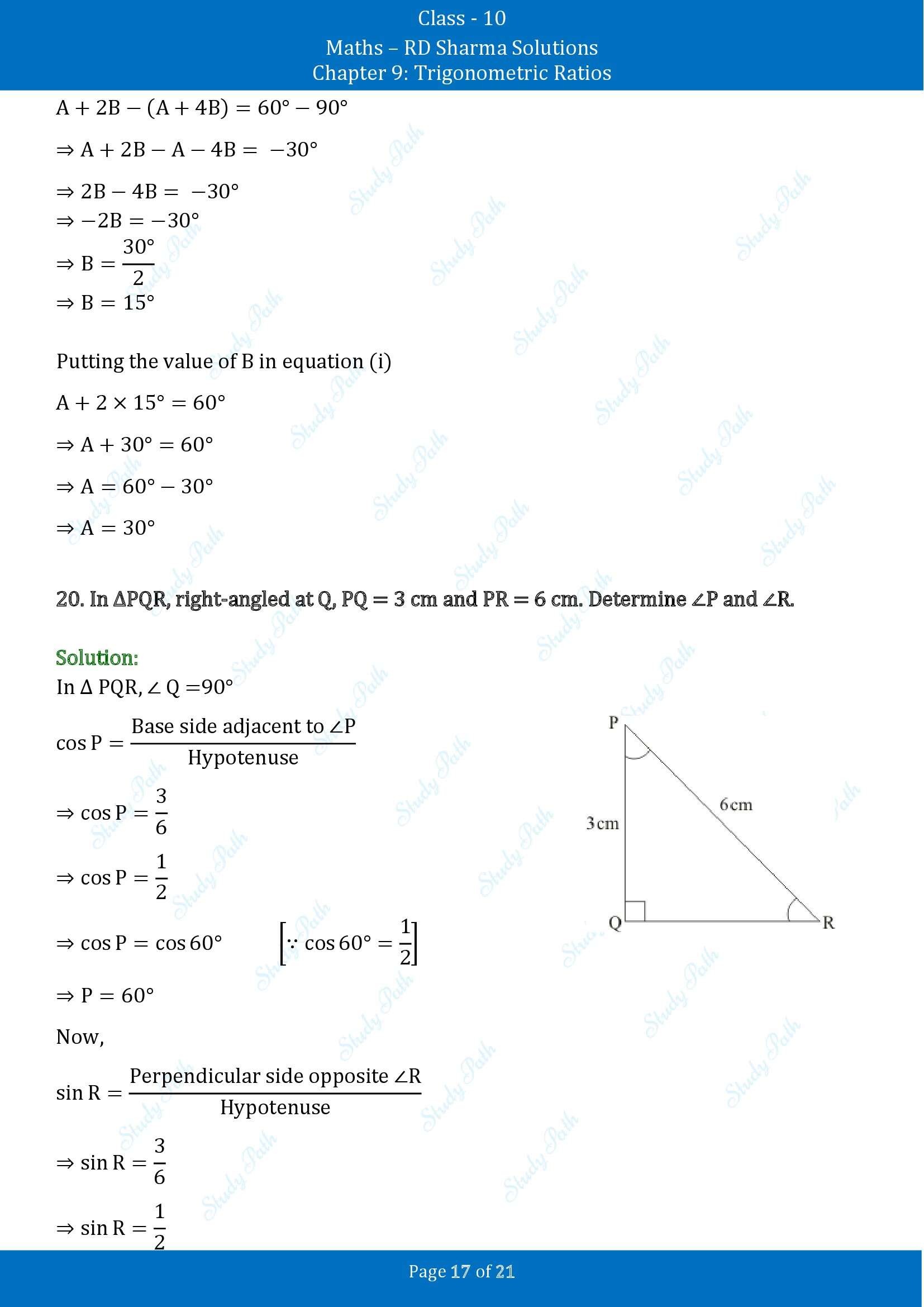 RD Sharma Solutions Class 10 Chapter 9 Trigonometric Ratios Exercise 9.2 00017
