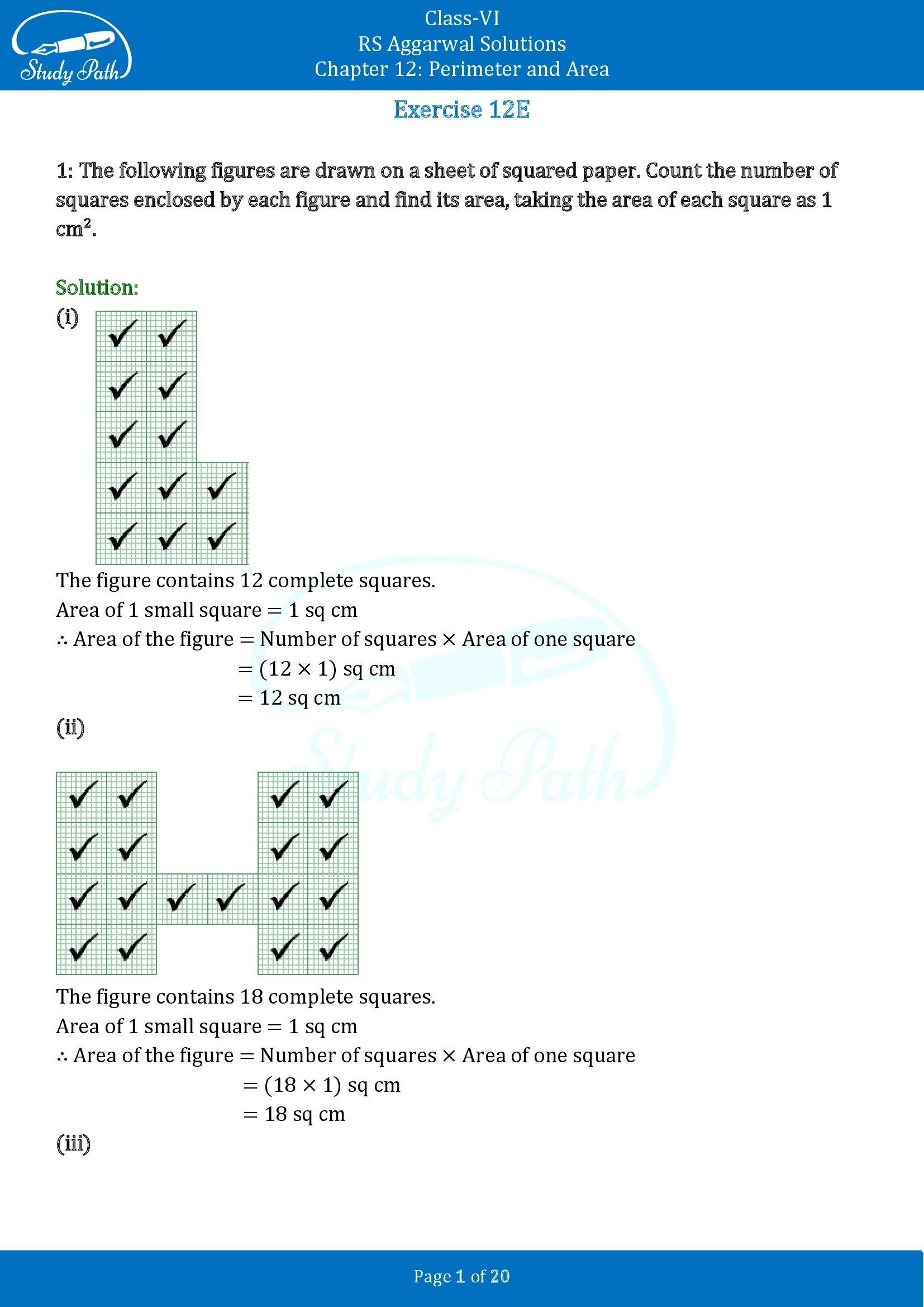 RS Aggarwal Solutions Class 6 Chapter 12 Perimeter and Area Exercise 12E 00001