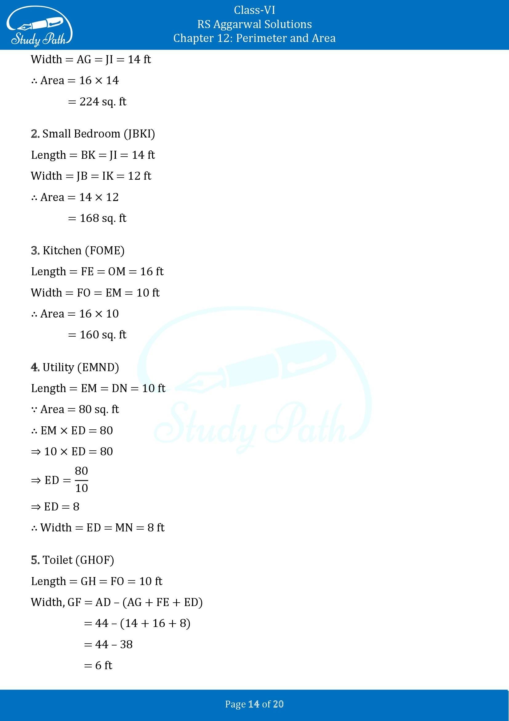 RS Aggarwal Solutions Class 6 Chapter 12 Perimeter and Area Exercise 12E 00014