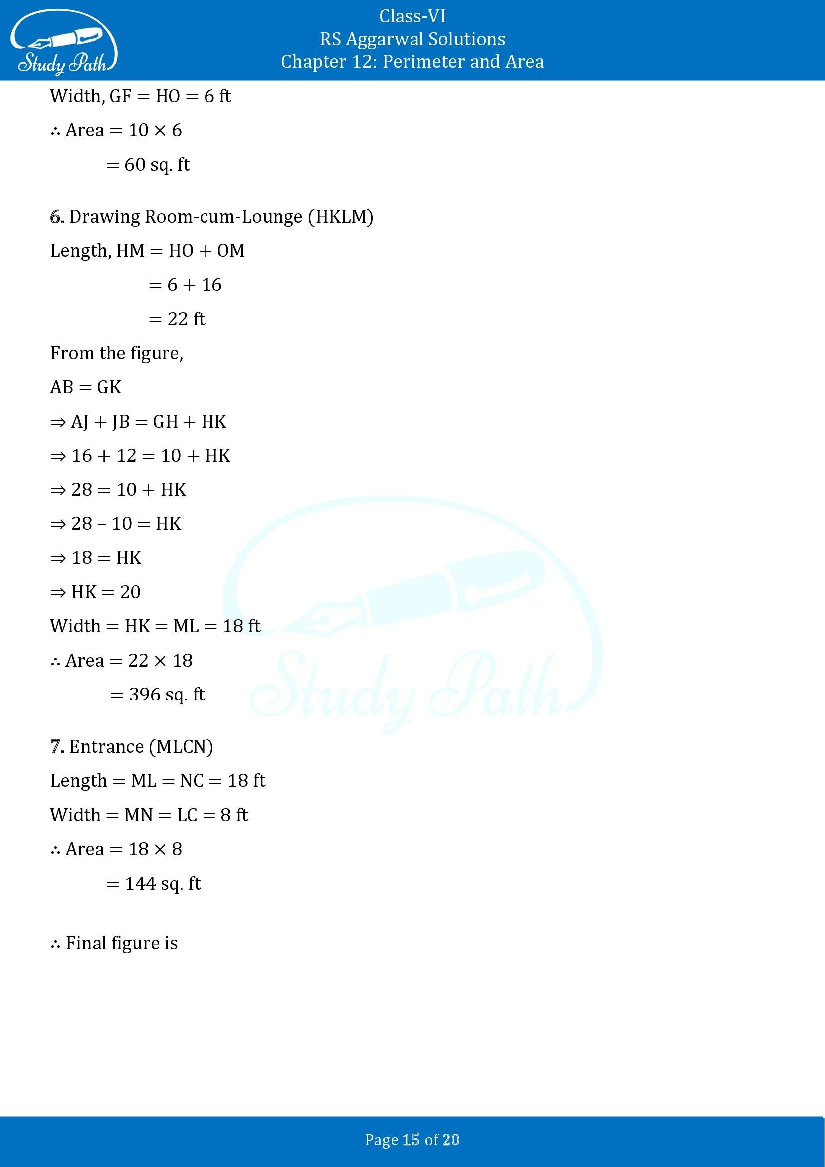 RS Aggarwal Solutions Class 6 Chapter 12 Perimeter and Area Exercise 12E 00015