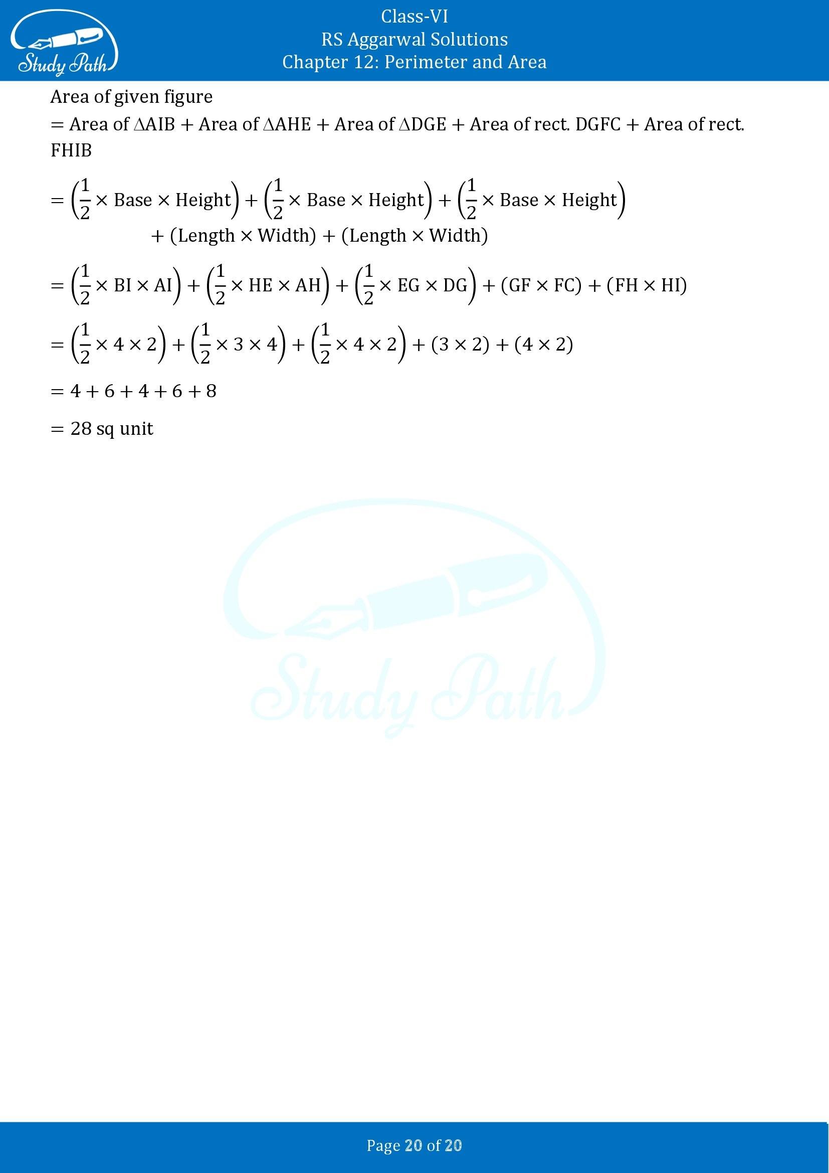 RS Aggarwal Solutions Class 6 Chapter 12 Perimeter and Area Exercise 12E 00020