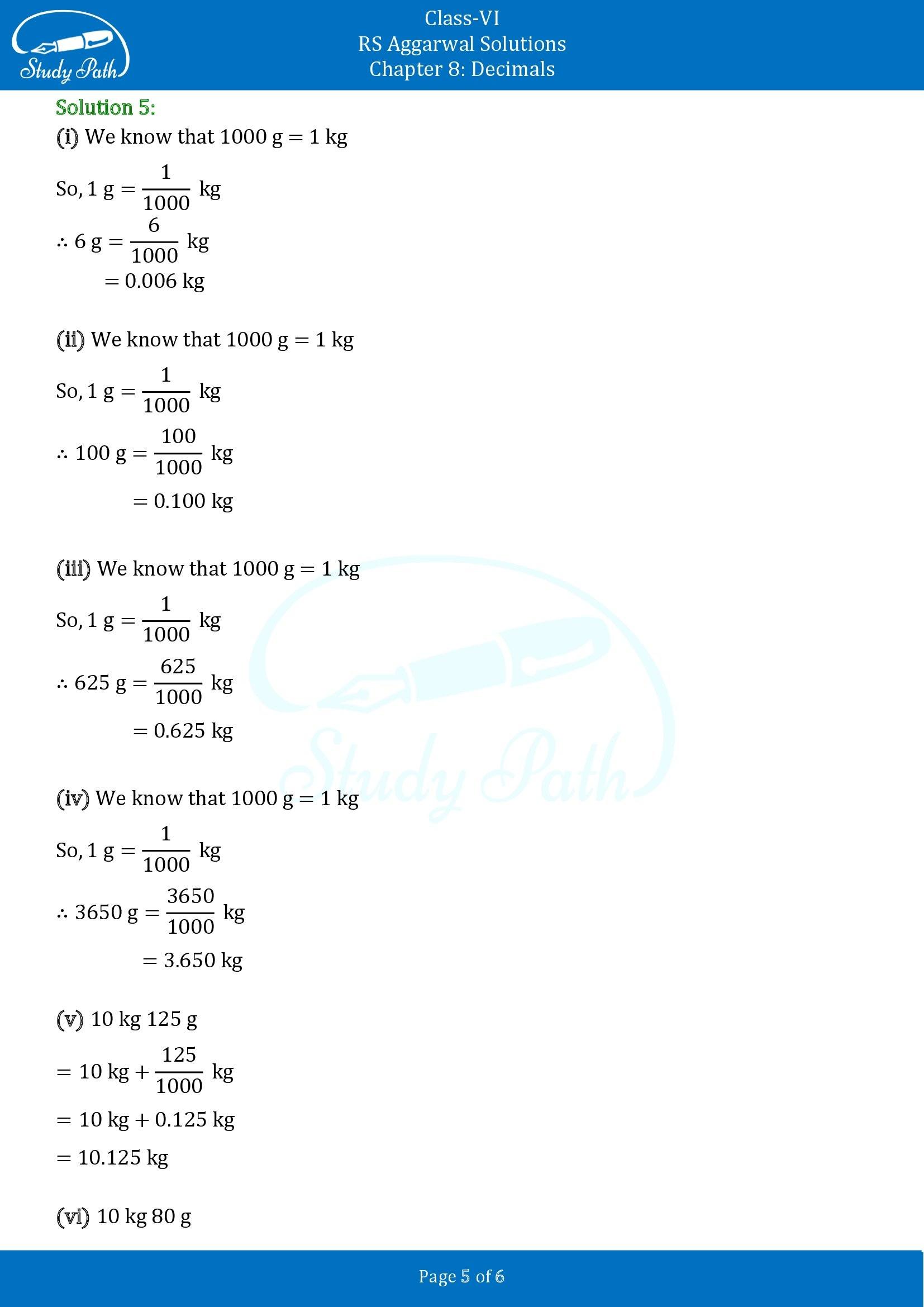 RS Aggarwal Solutions Class 6 Chapter 8 Decimals Exercise 8C 00005