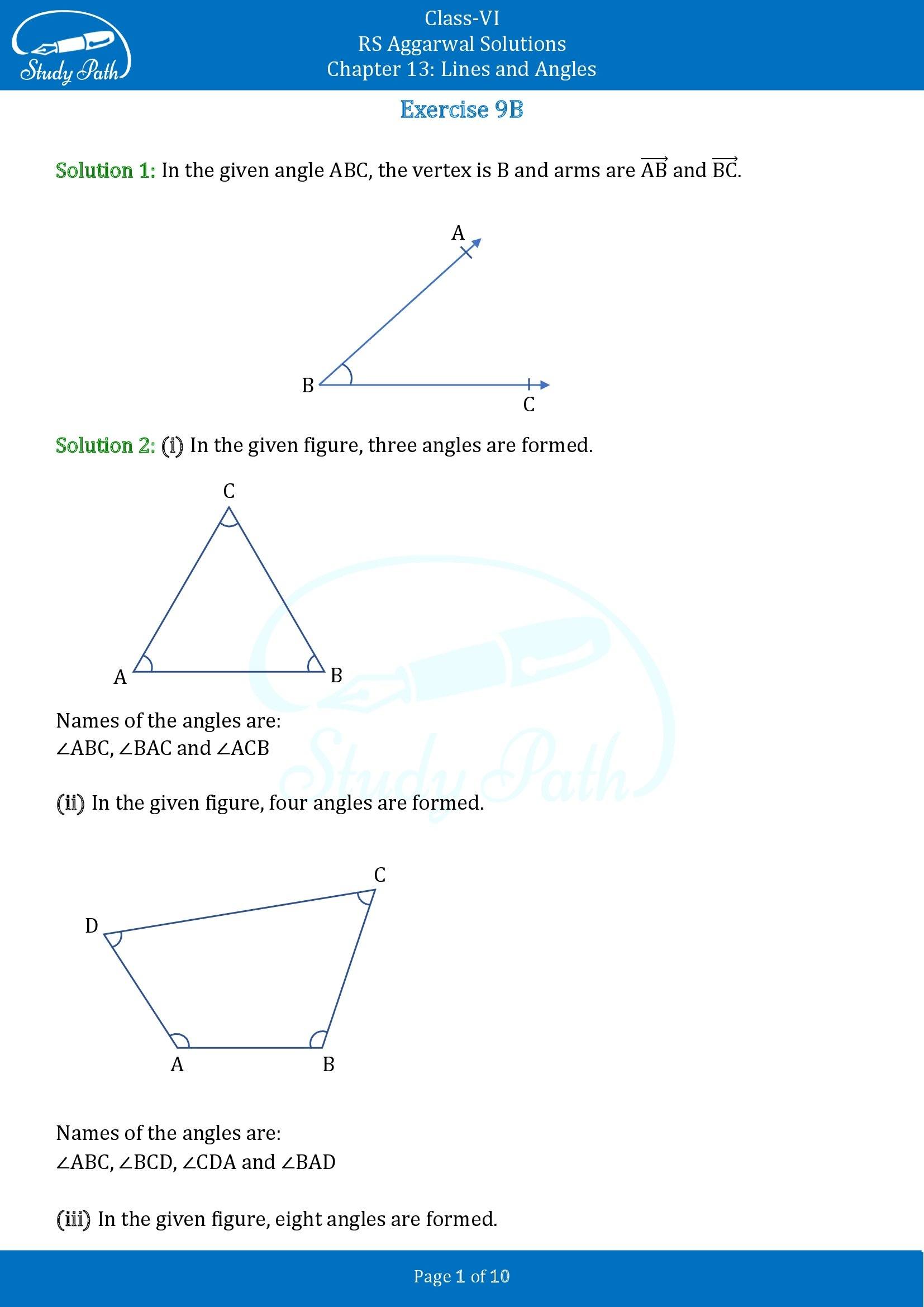 RS Aggarwal Solutions Class 6 Chapter 9 Lines and Angles Exercise 9B 00001