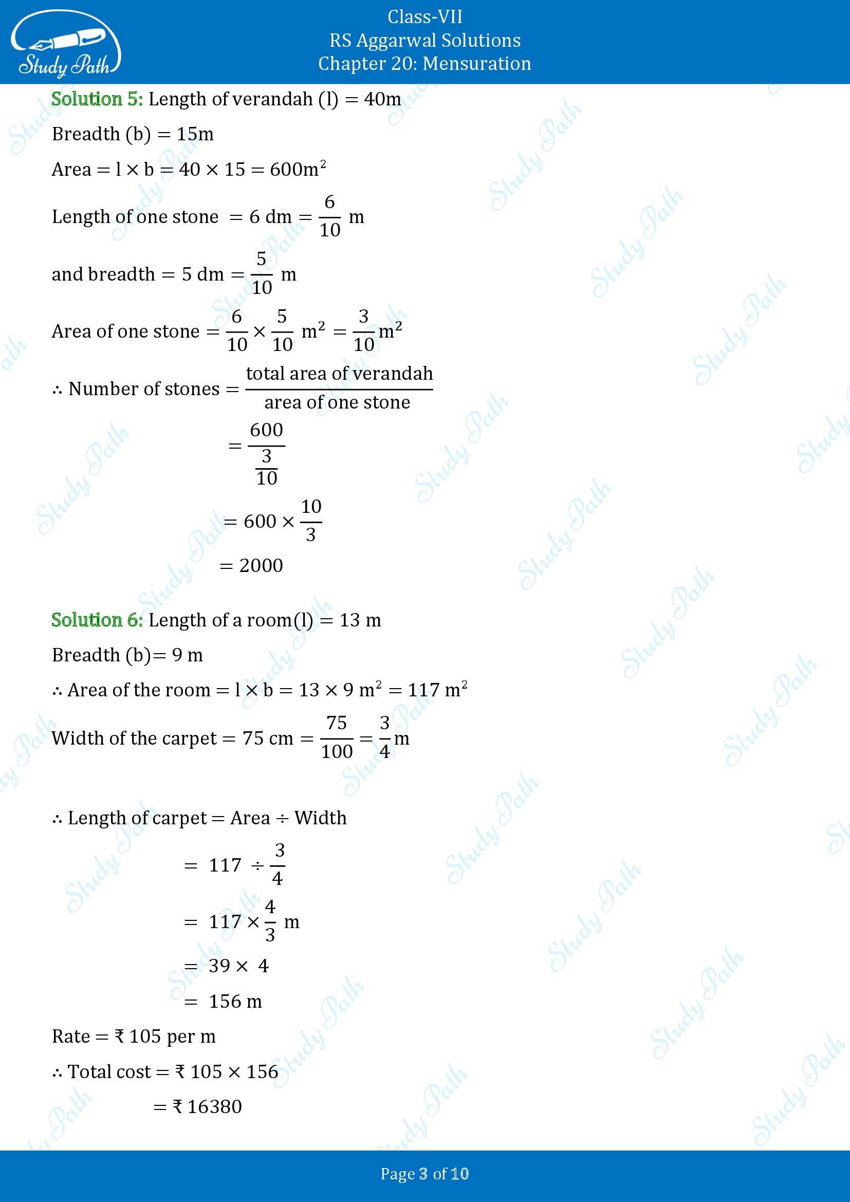 RS Aggarwal Solutions Class 7 Chapter 20 Mensuration Exercise 20A 00003