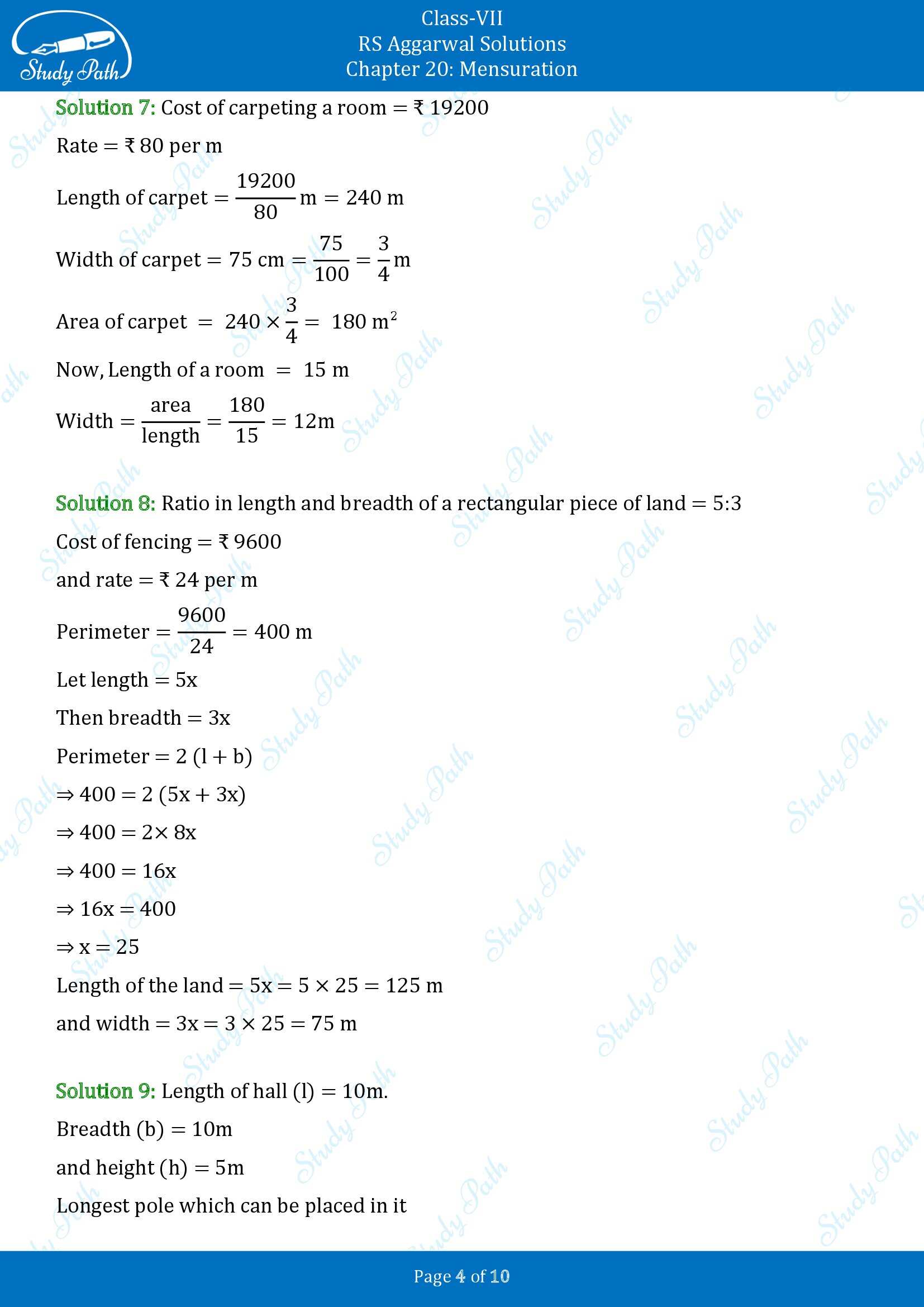 RS Aggarwal Solutions Class 7 Chapter 20 Mensuration Exercise 20A 00004